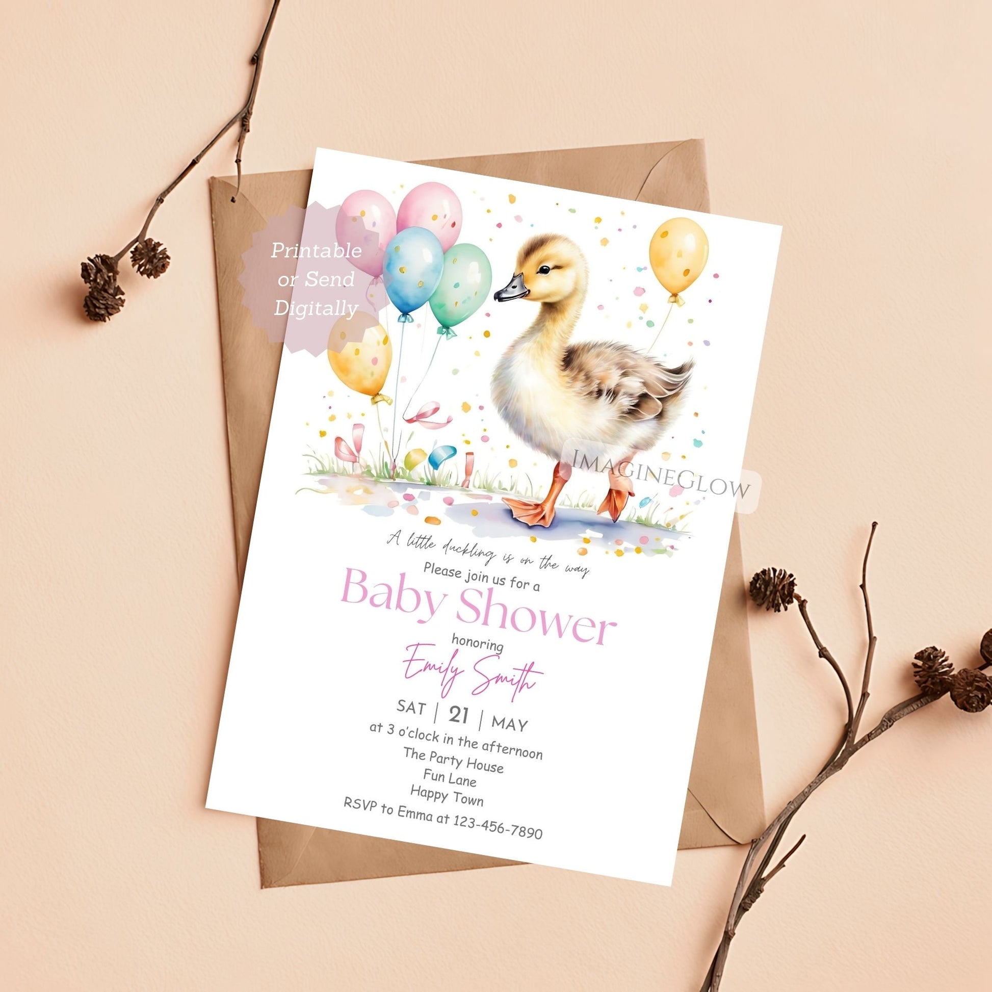 editable duckling baby shower template