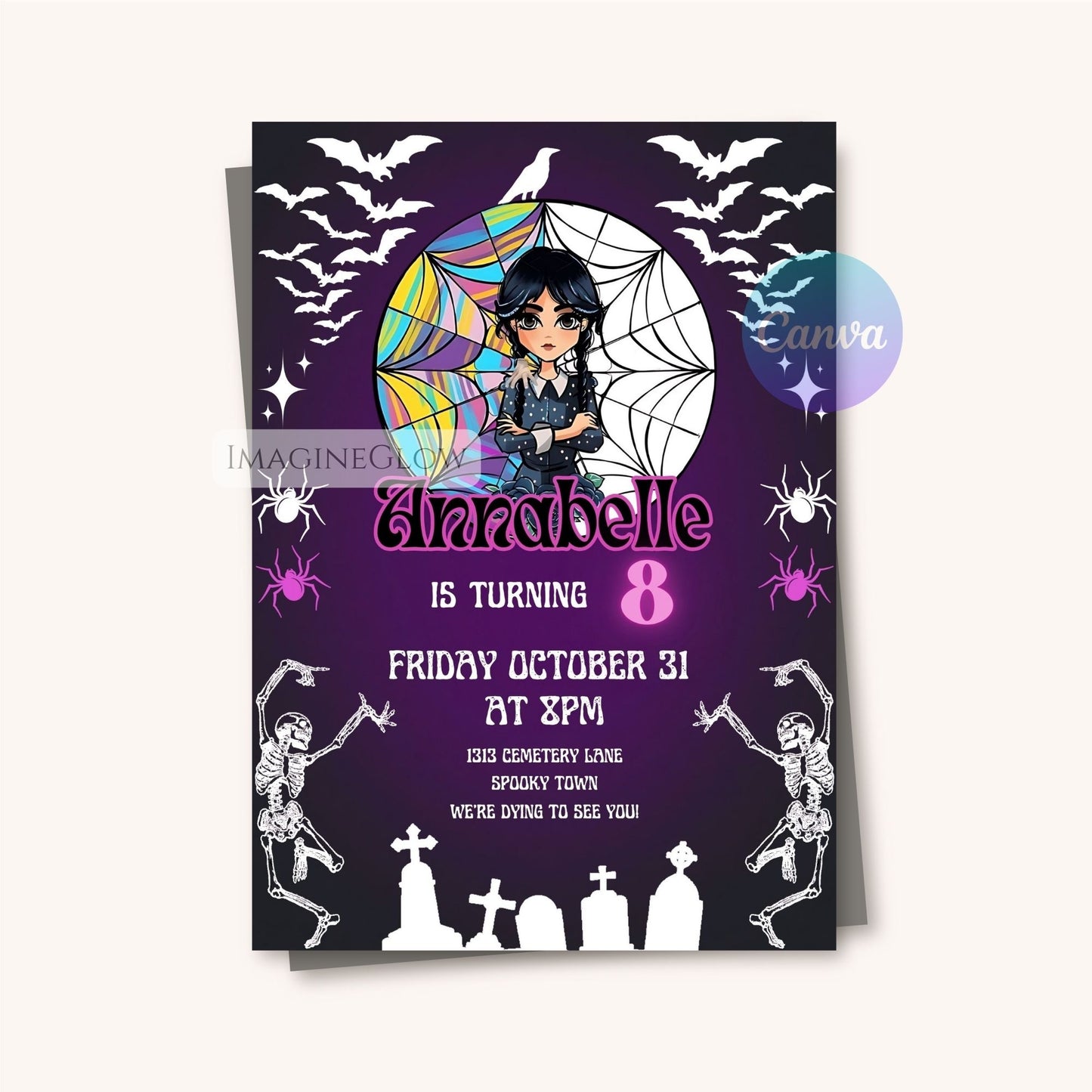 Cute creepy birthday invitation for girls
Halloween theme kids birthday invite