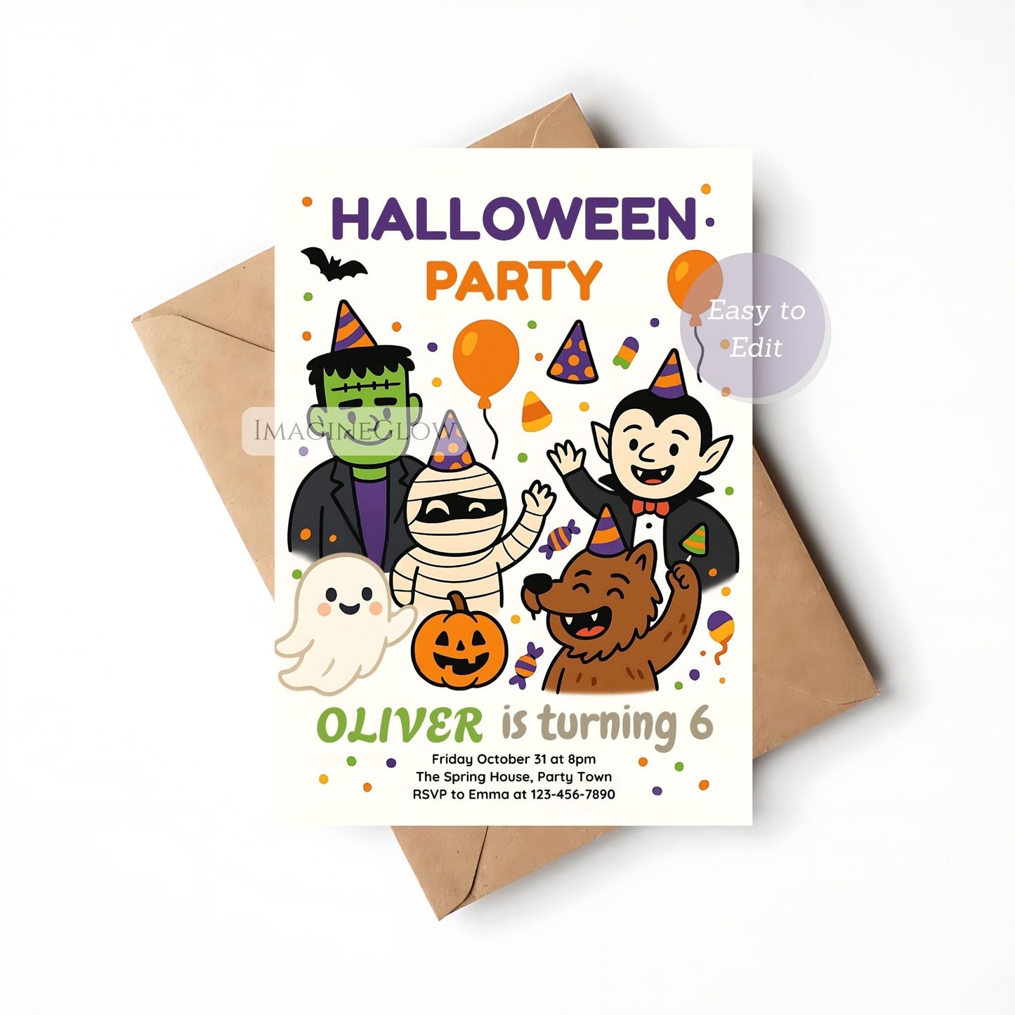 ghost pumpkin birthday invite