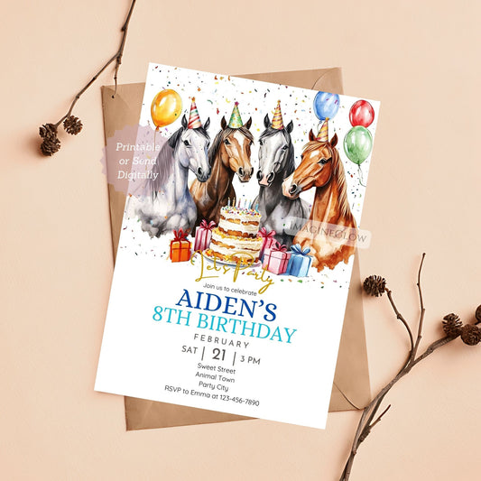 Horse-themed party invite for kids