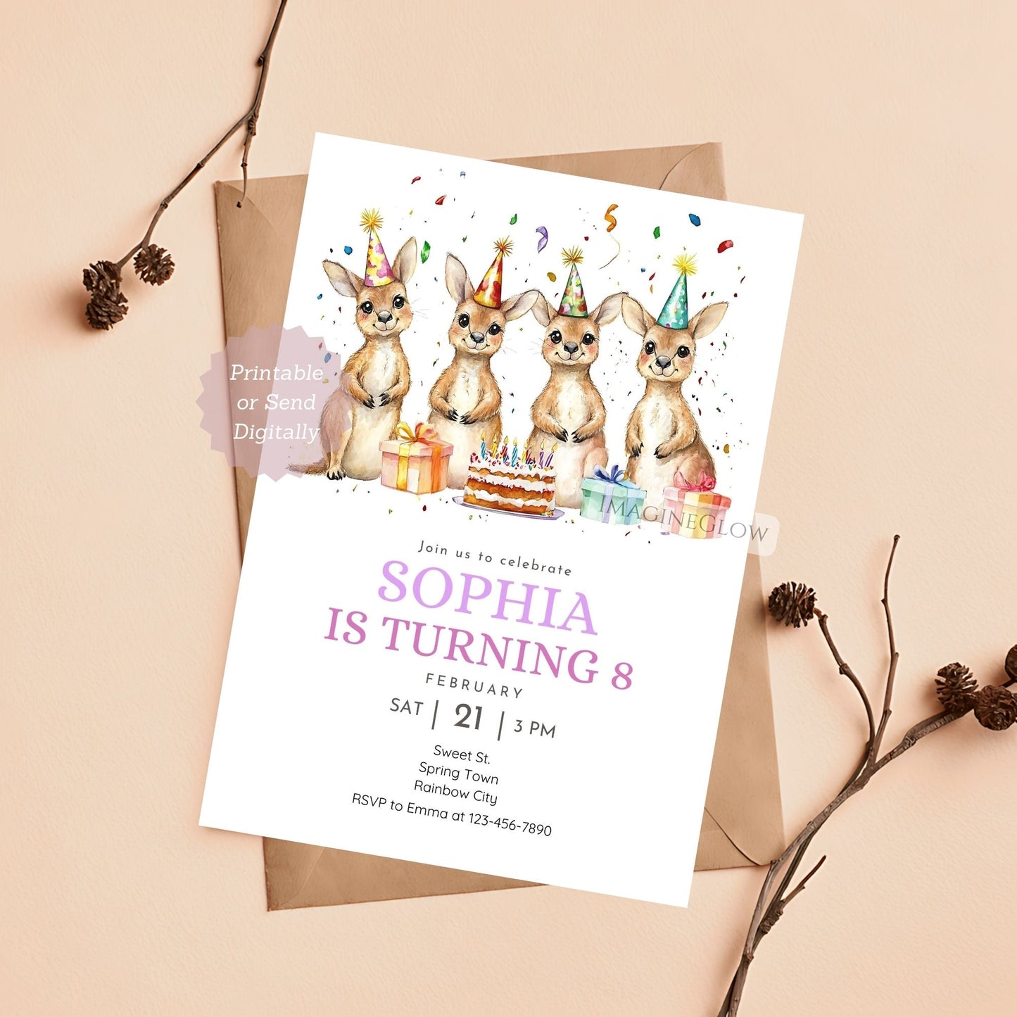 Outback animal party invite for kids