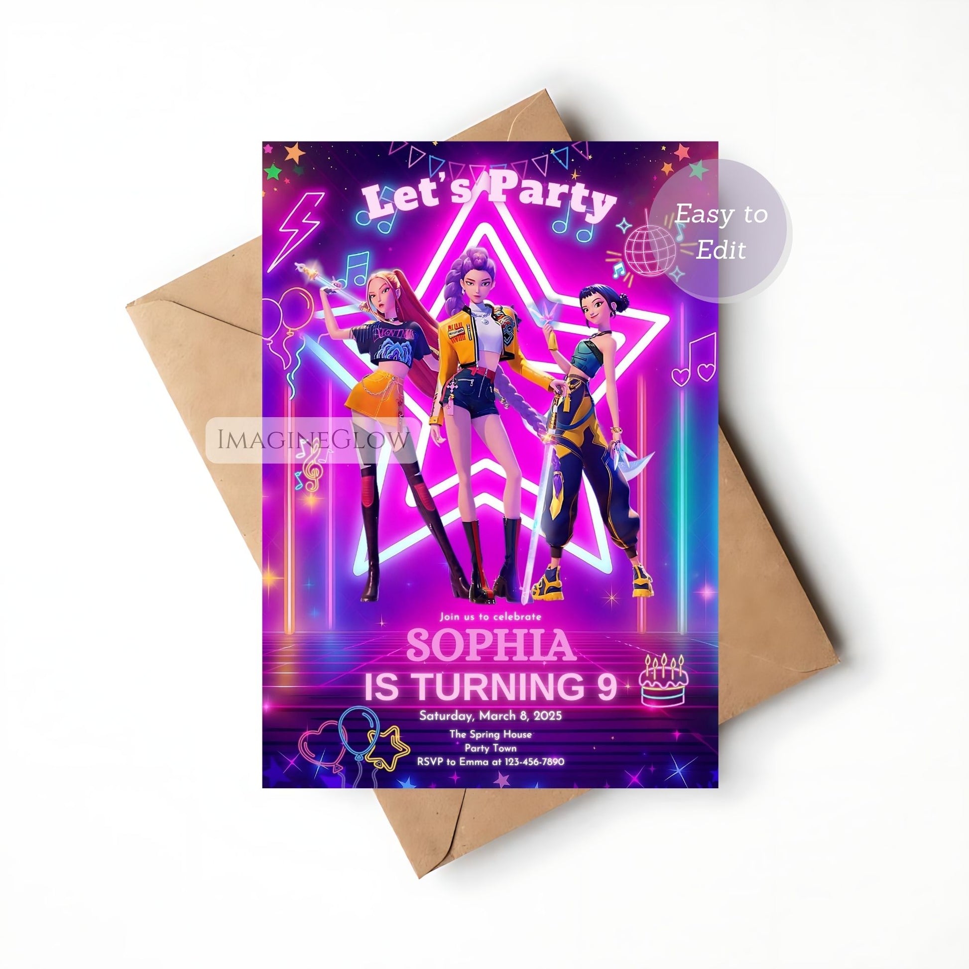 kpop demon hunters birthday card