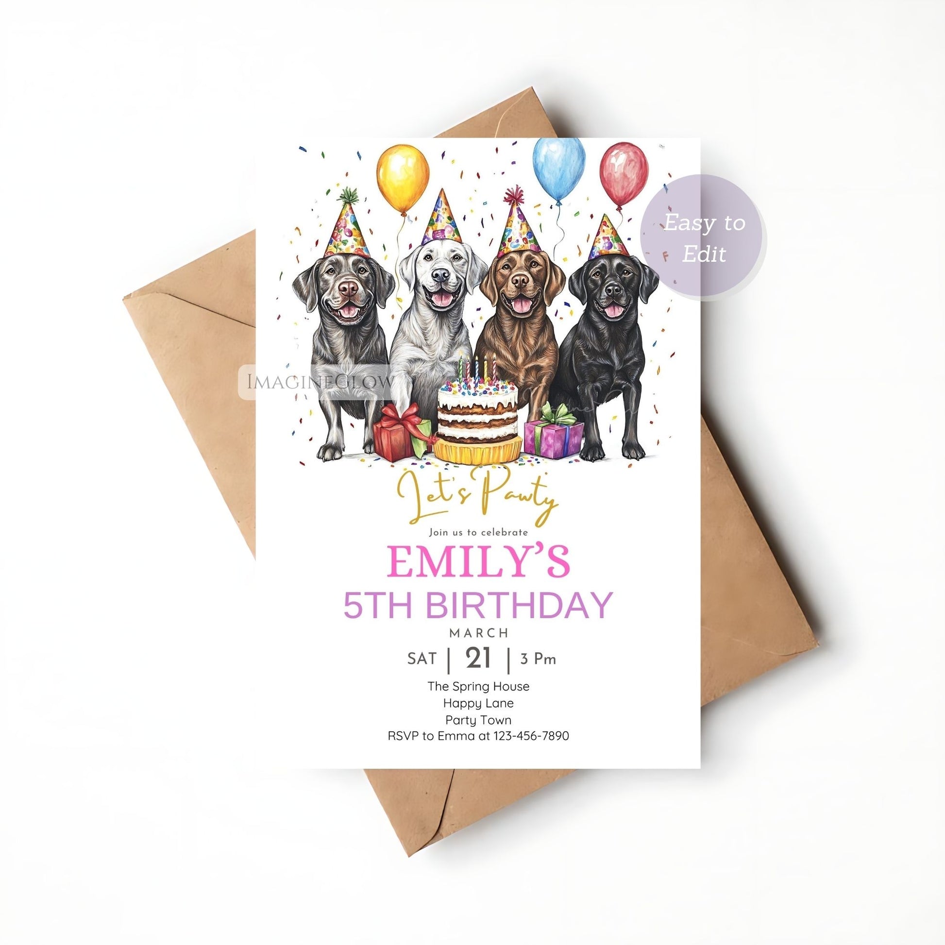 Printable Labrador Retriever birthday card