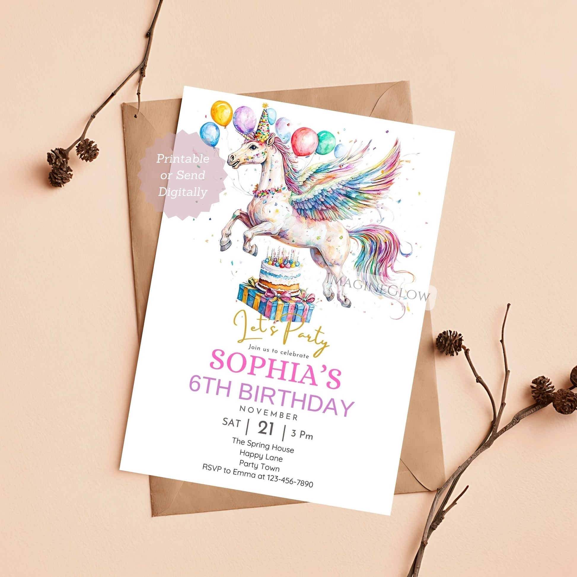 Personalized Pegasus birthday invitation
Instant download Pegasus birthday invitation