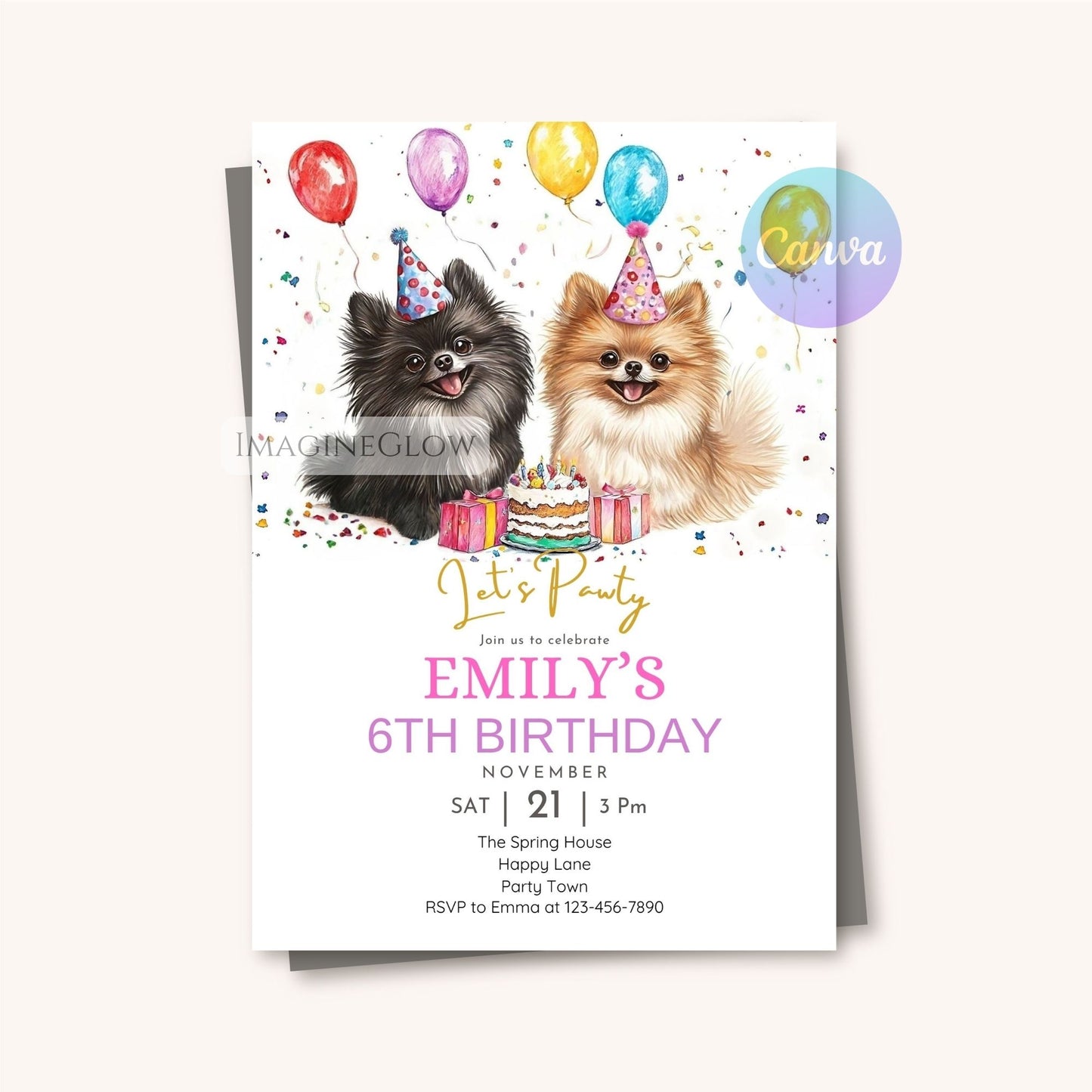 Pomeranian dog celebration card