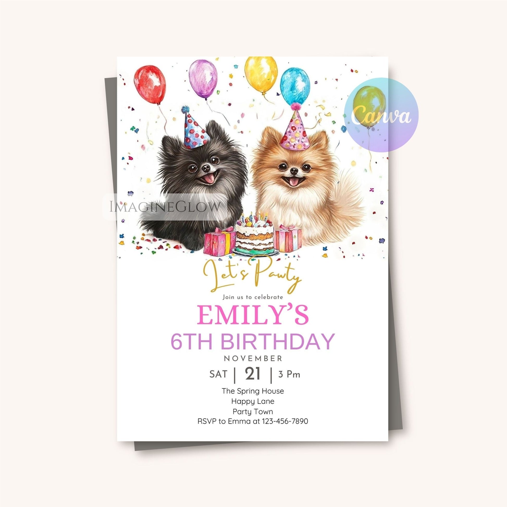 Pomeranian dog celebration card