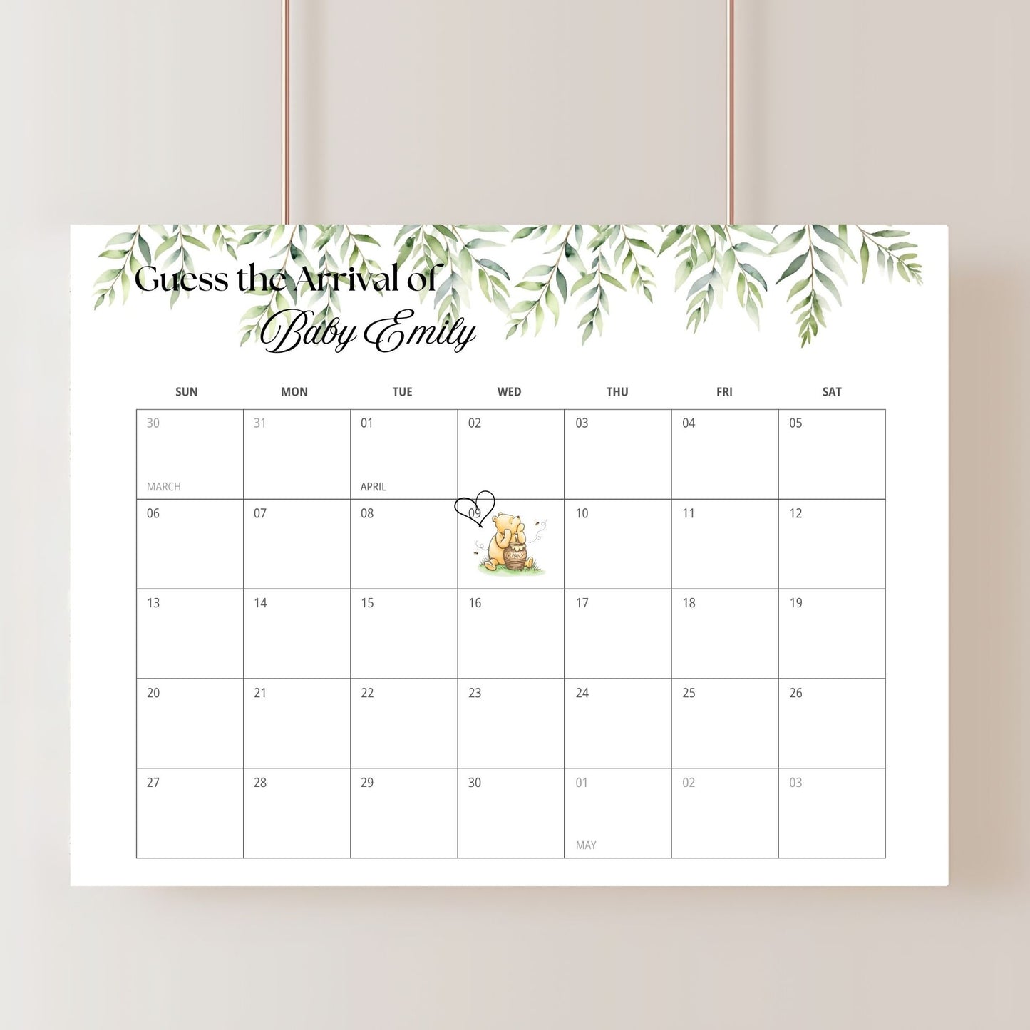 Soft pastel Winnie Pooh invitation set