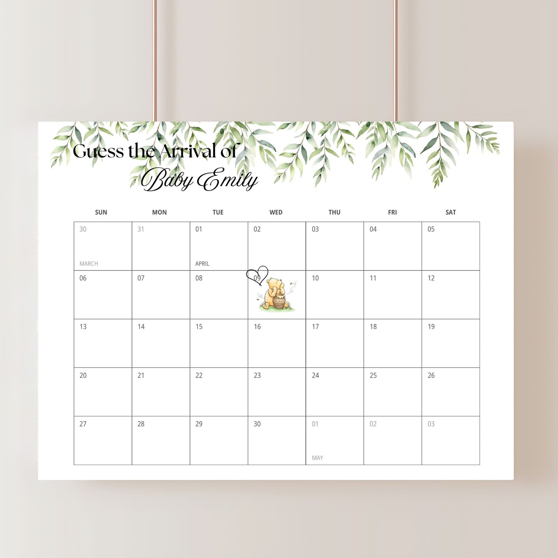Soft pastel Winnie Pooh invitation set
