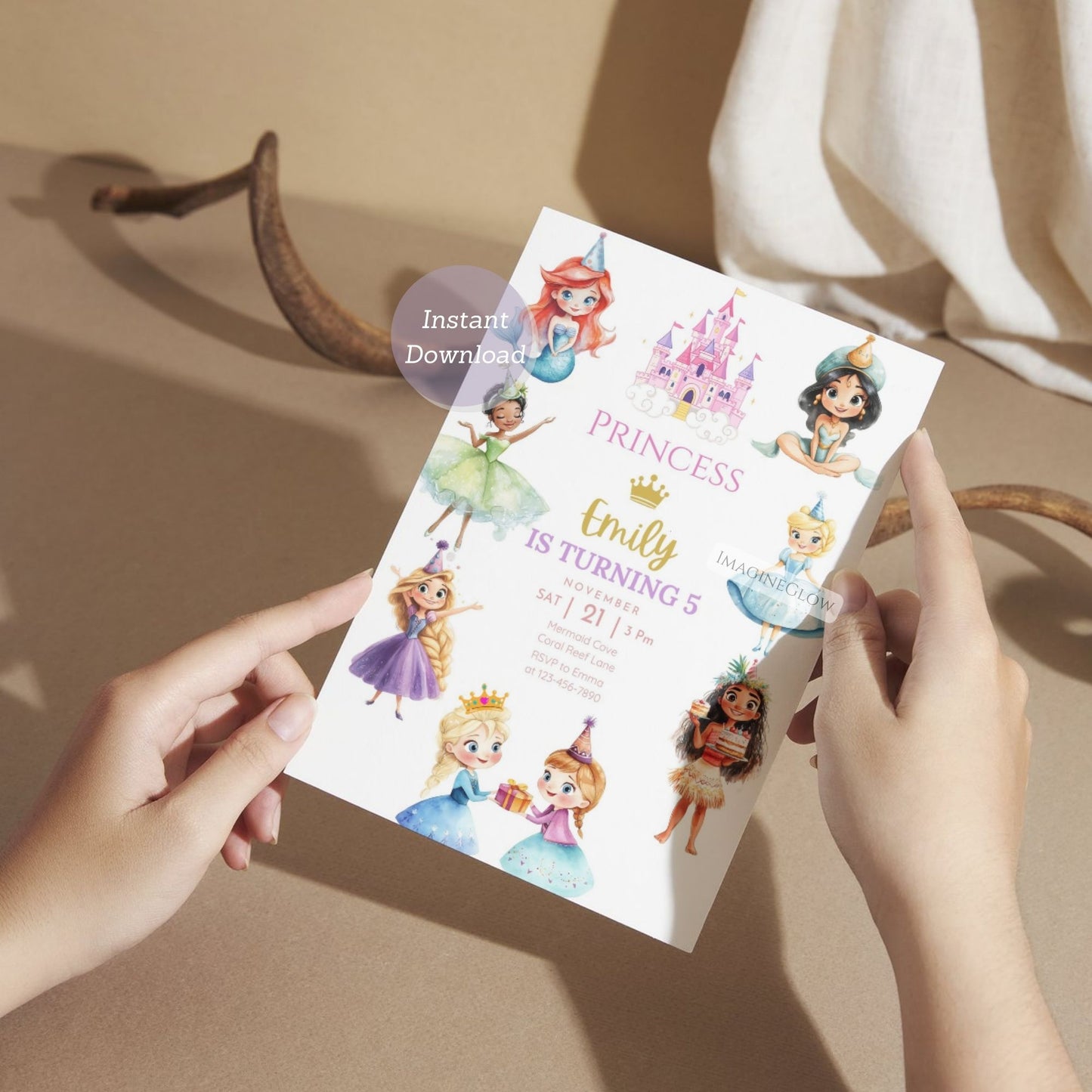 Personalized princess birthday invite