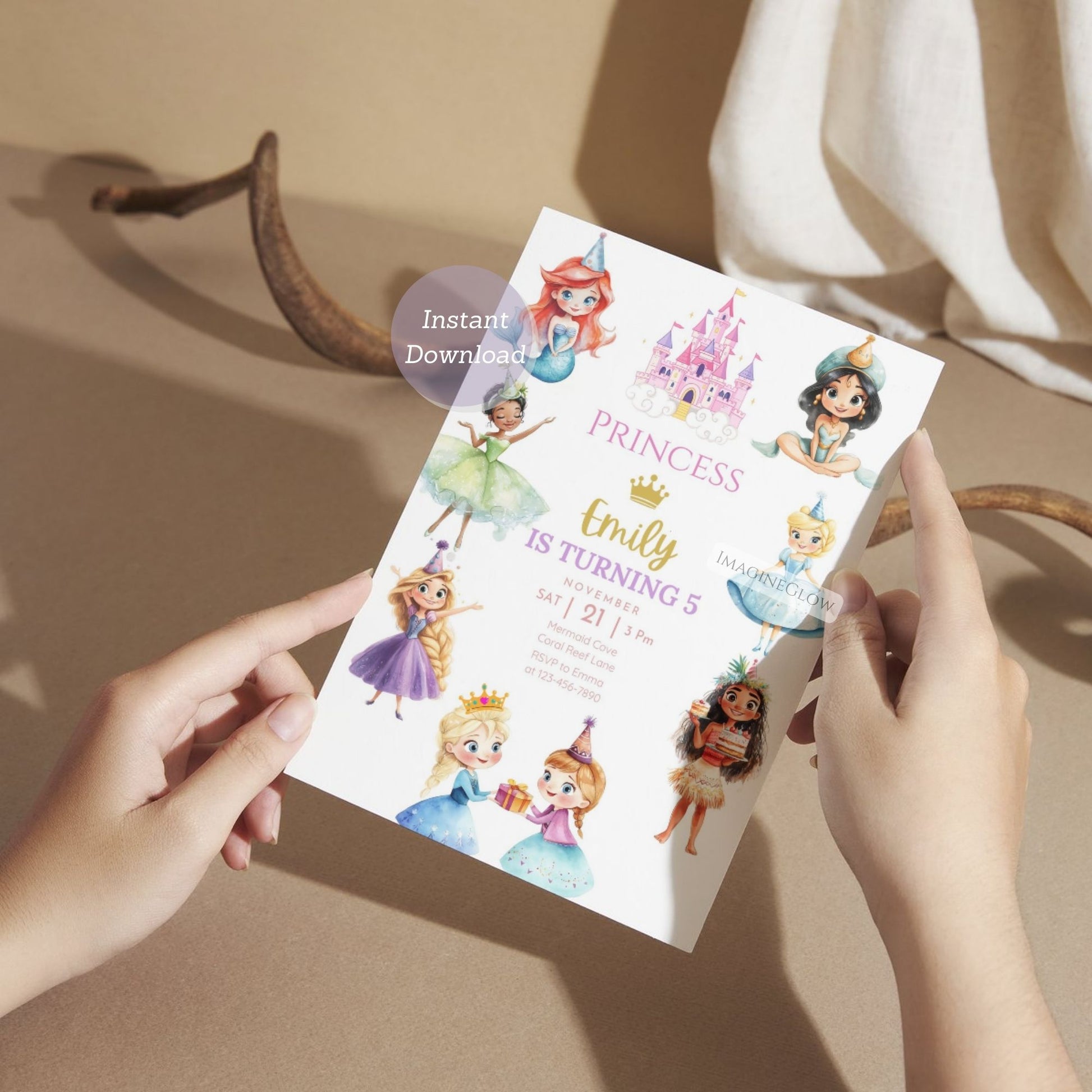 Personalized princess birthday invite