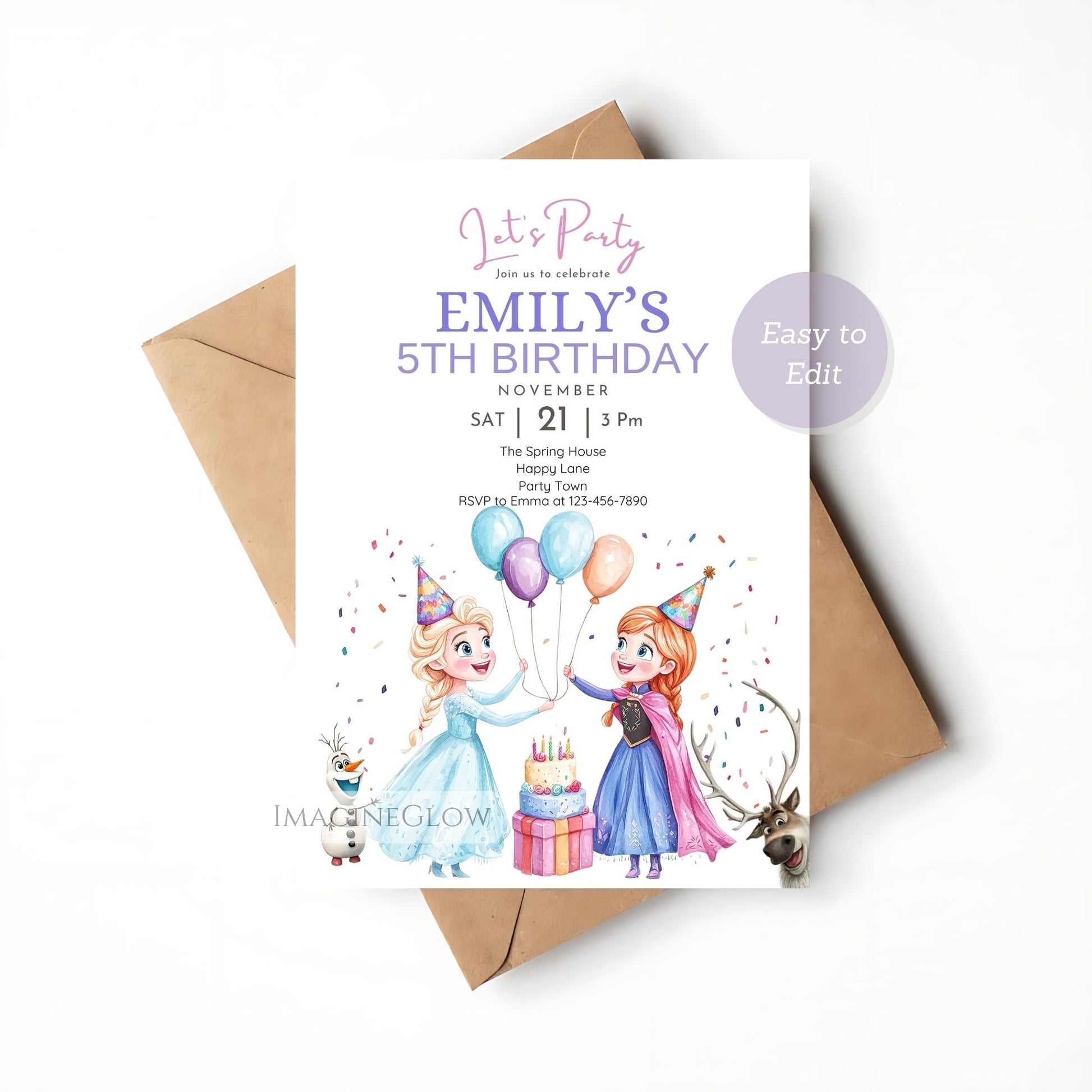 frozen movie character invitation