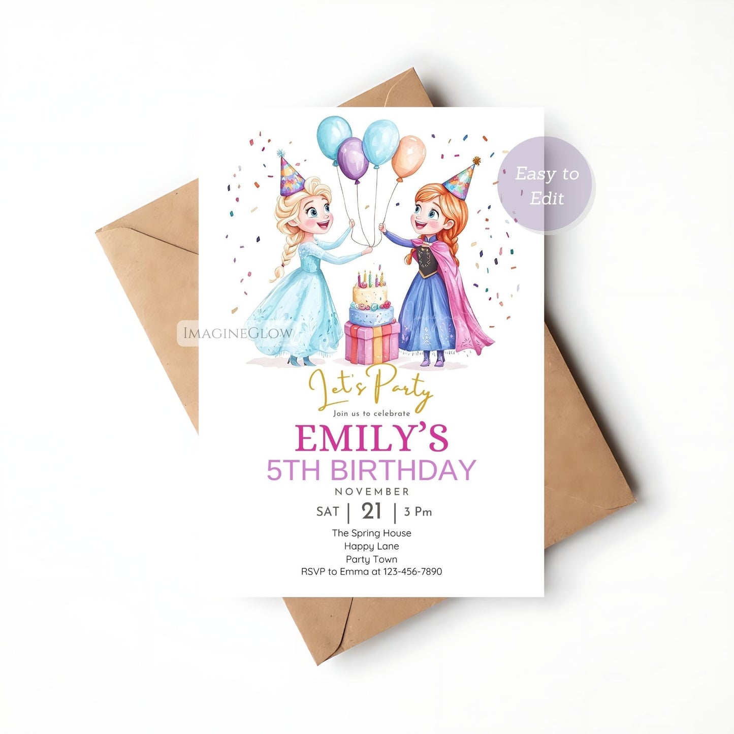 Printable Frozen-themed birthday invite