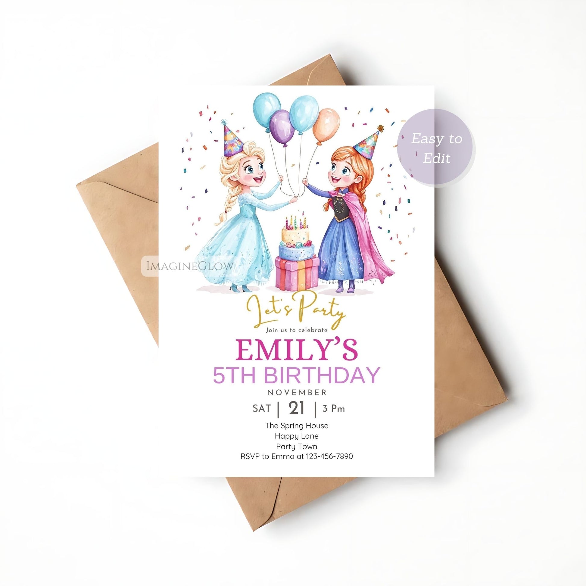 Printable Frozen-themed birthday invite