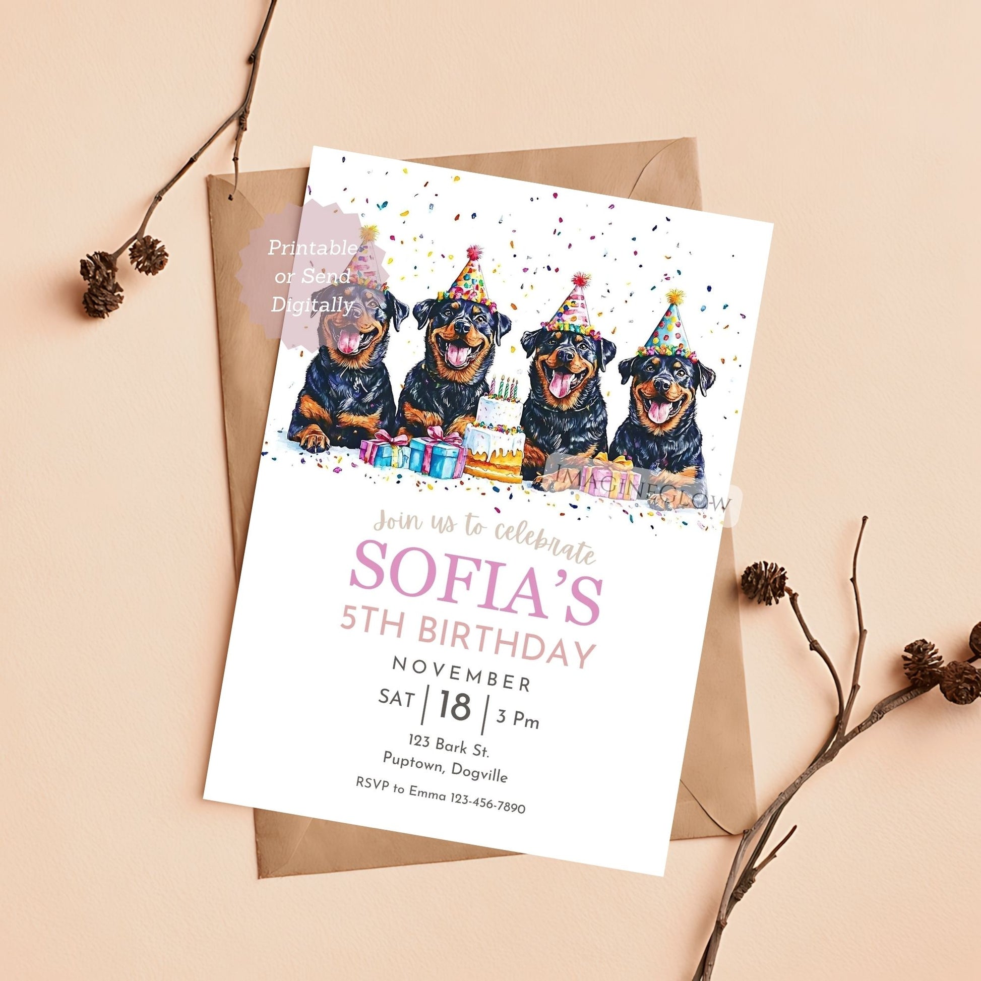 fun rottweiler invite for kids