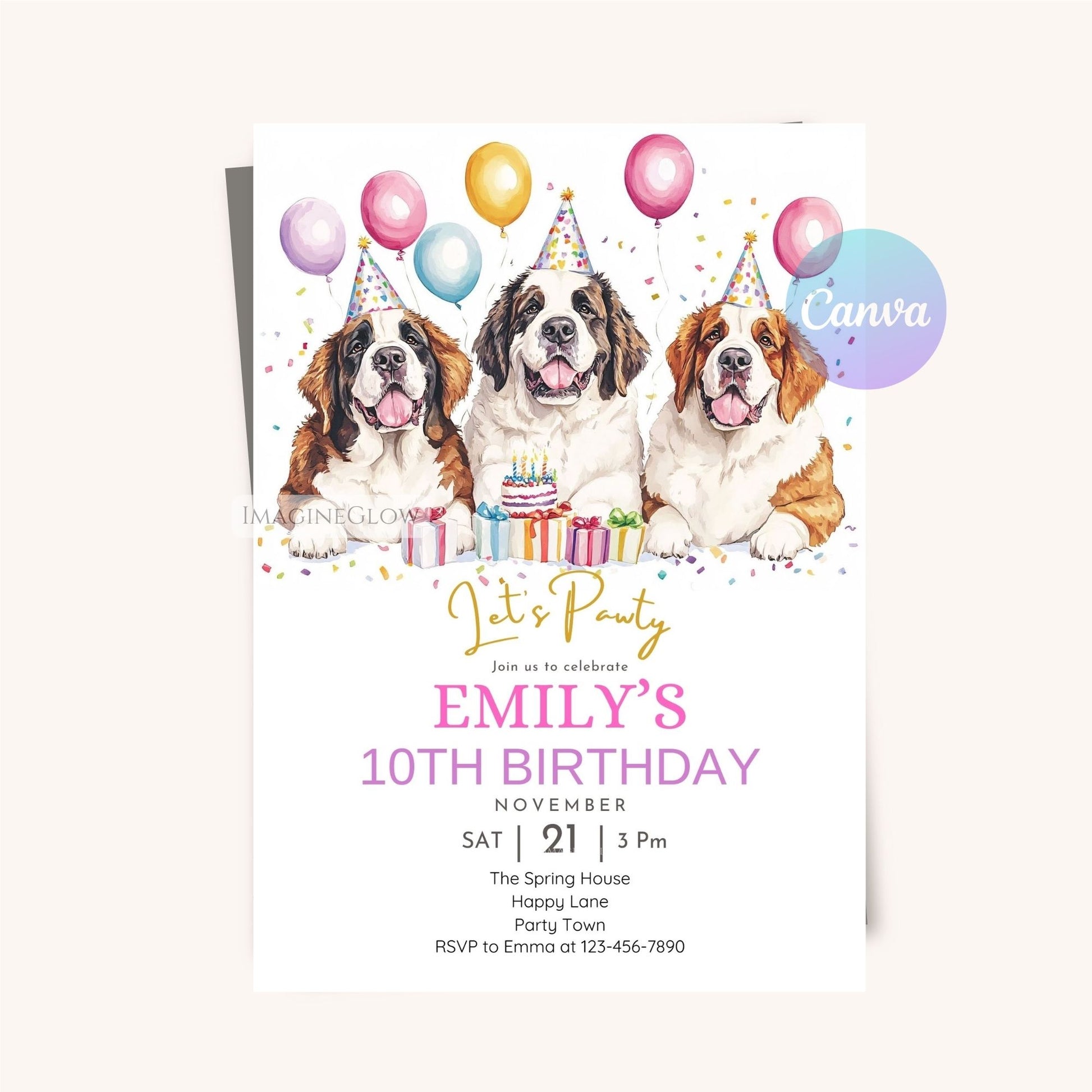 Digital dog lovers celebration invitation.