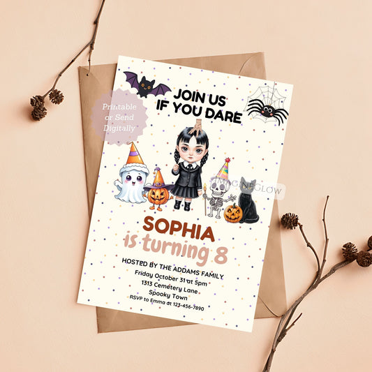 wednesday addams birthday invitation