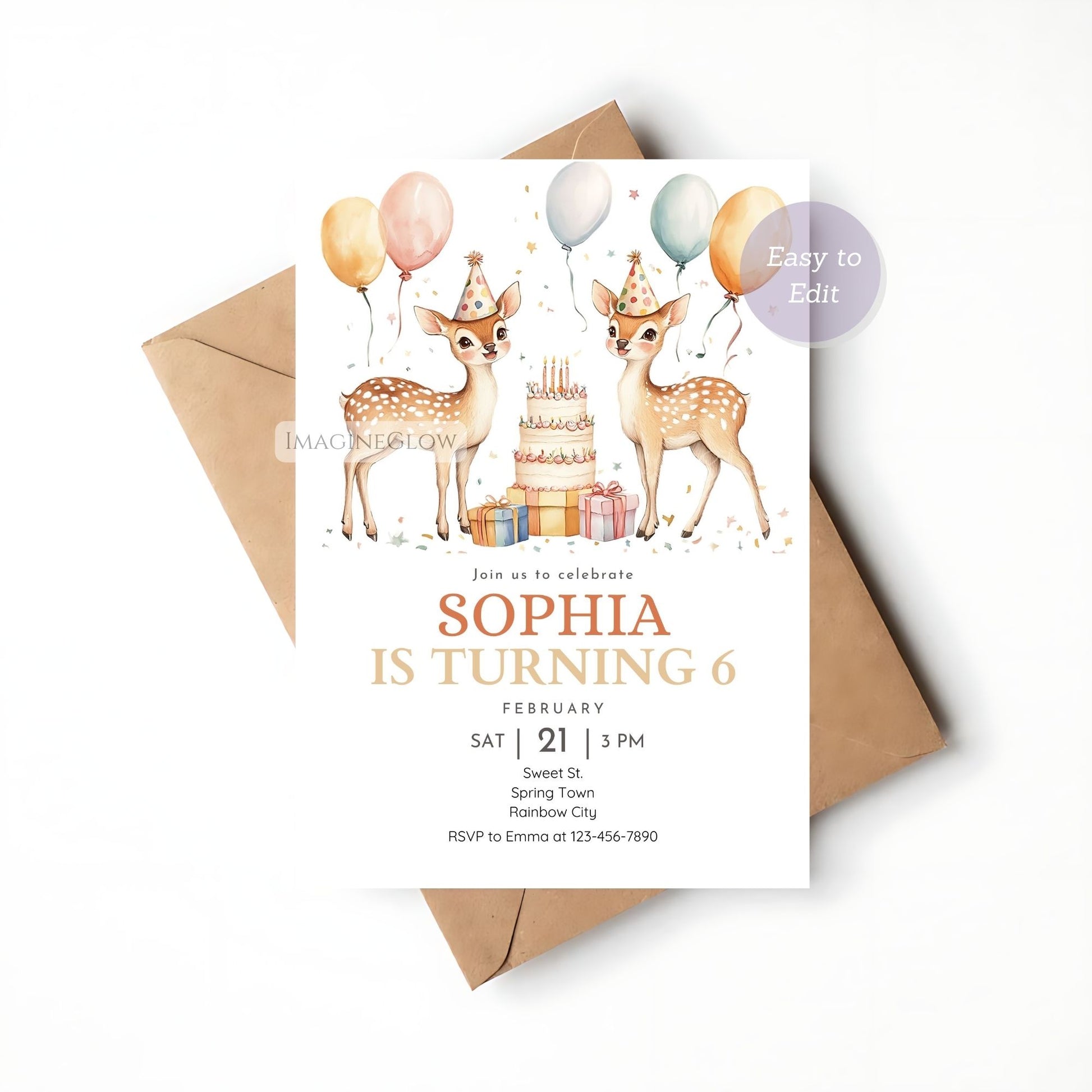 Digital invitation for woodland creature party