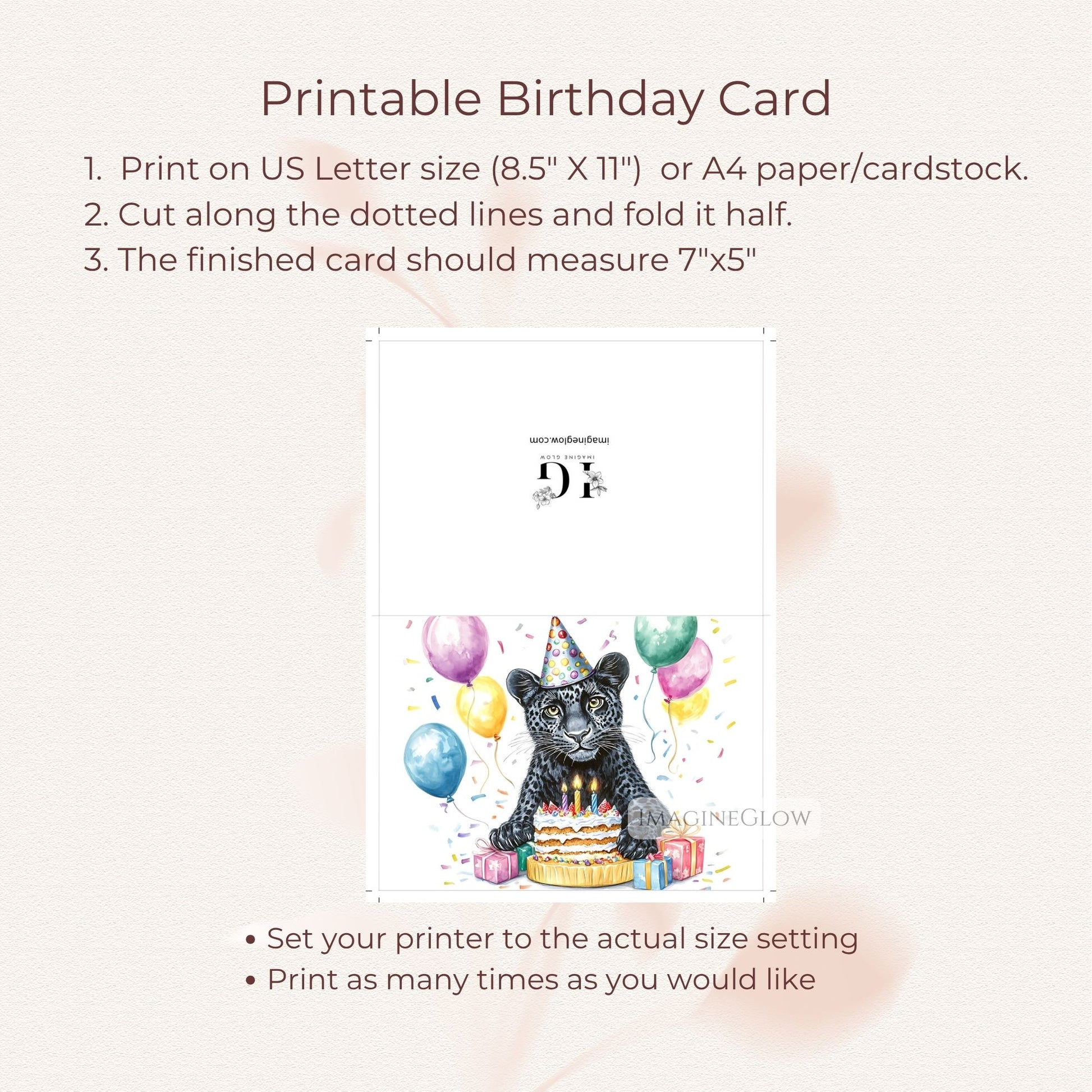 Bold and elegant black panther birthday greeting
Feline birthday card featuring black panthe
