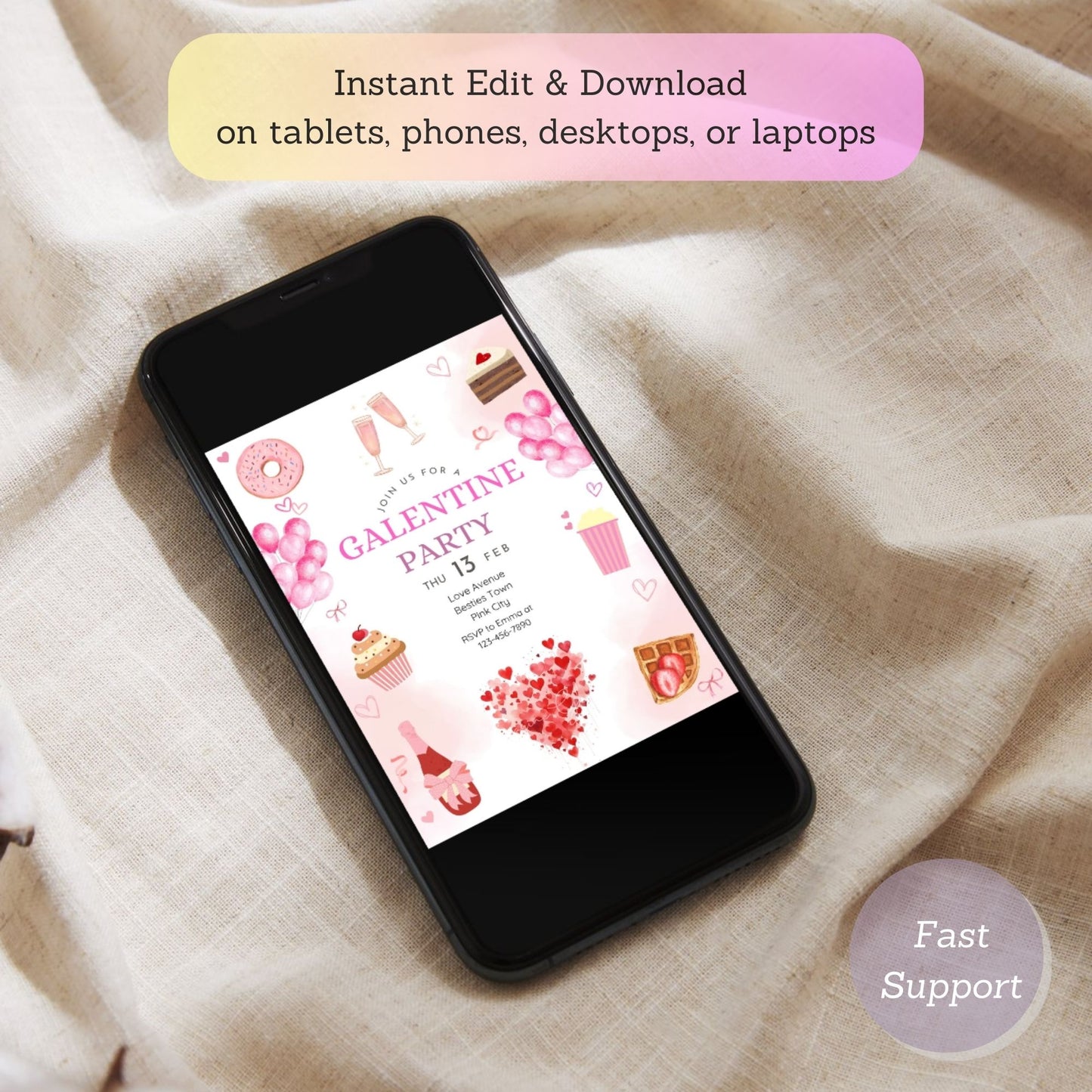 Customizable Valentine’s Day ladies' night invite.