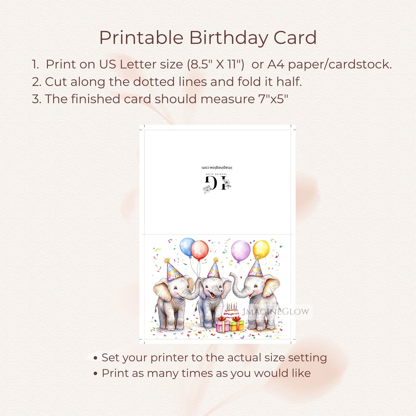 friendly elephant birthday card printable
elephant birthday greeting card digital
adorable elephant birthday card art
