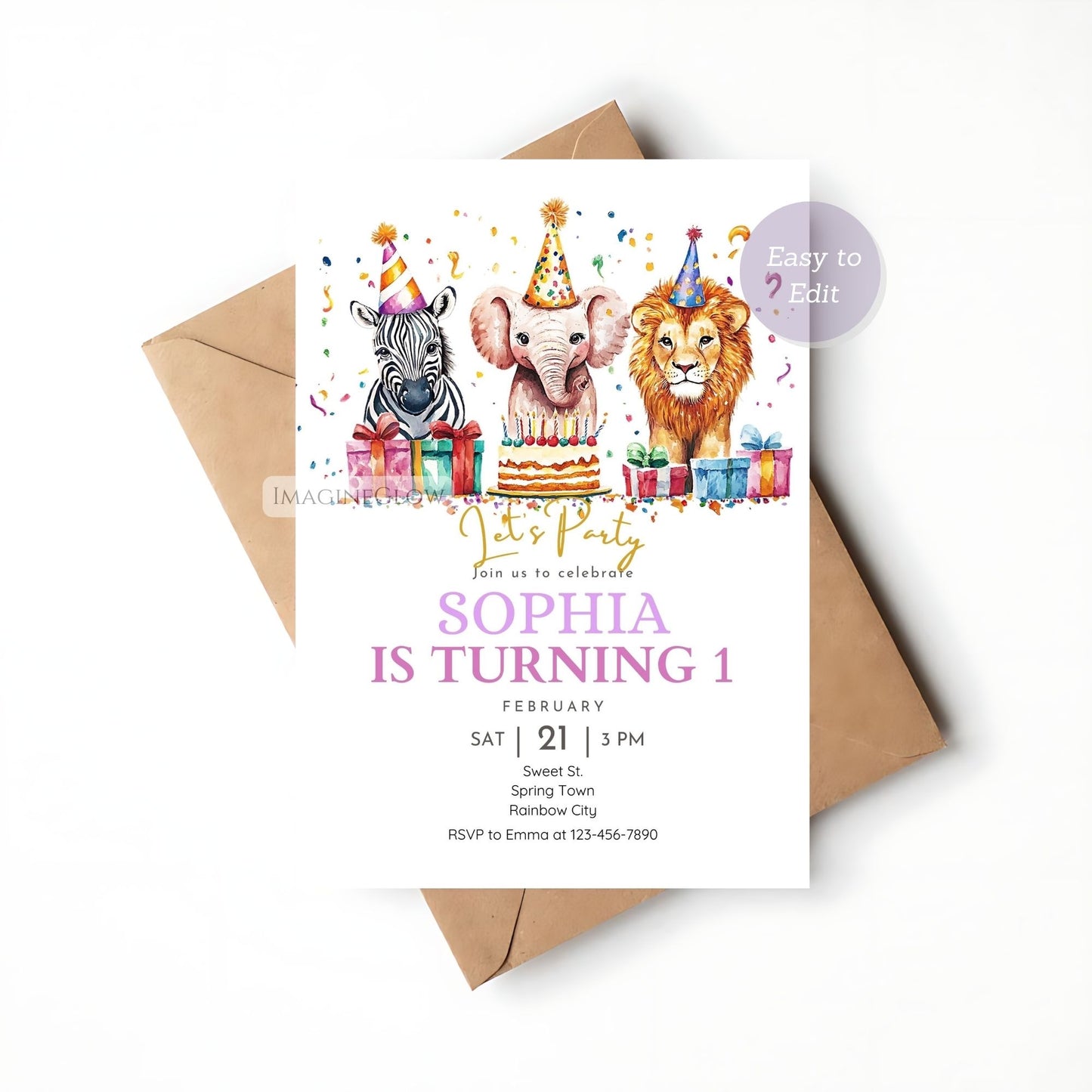 Safari Birthday Party Invite - Editable & Printable
