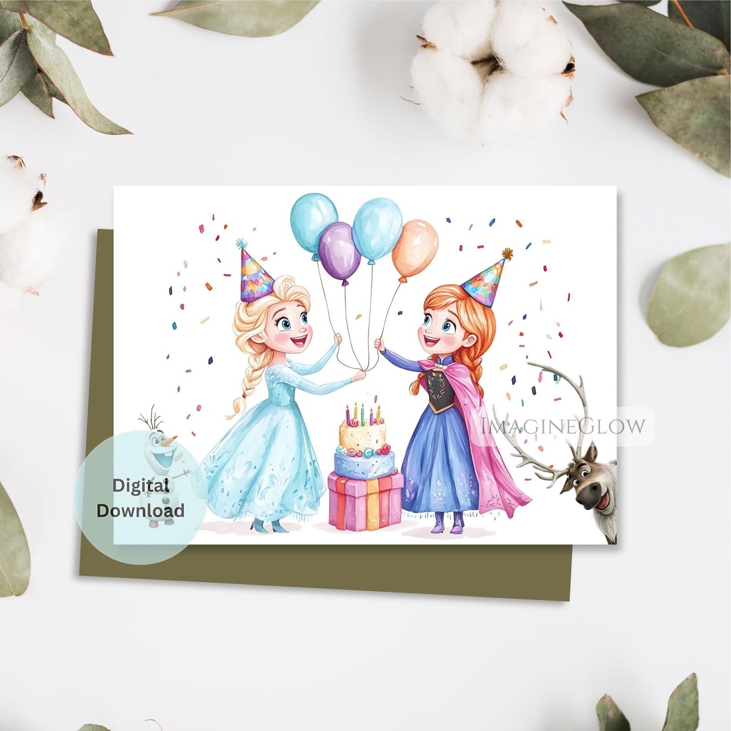 Printable winter birthday card
Frozen movie inspired birthday card
Elsa birthday card digital download