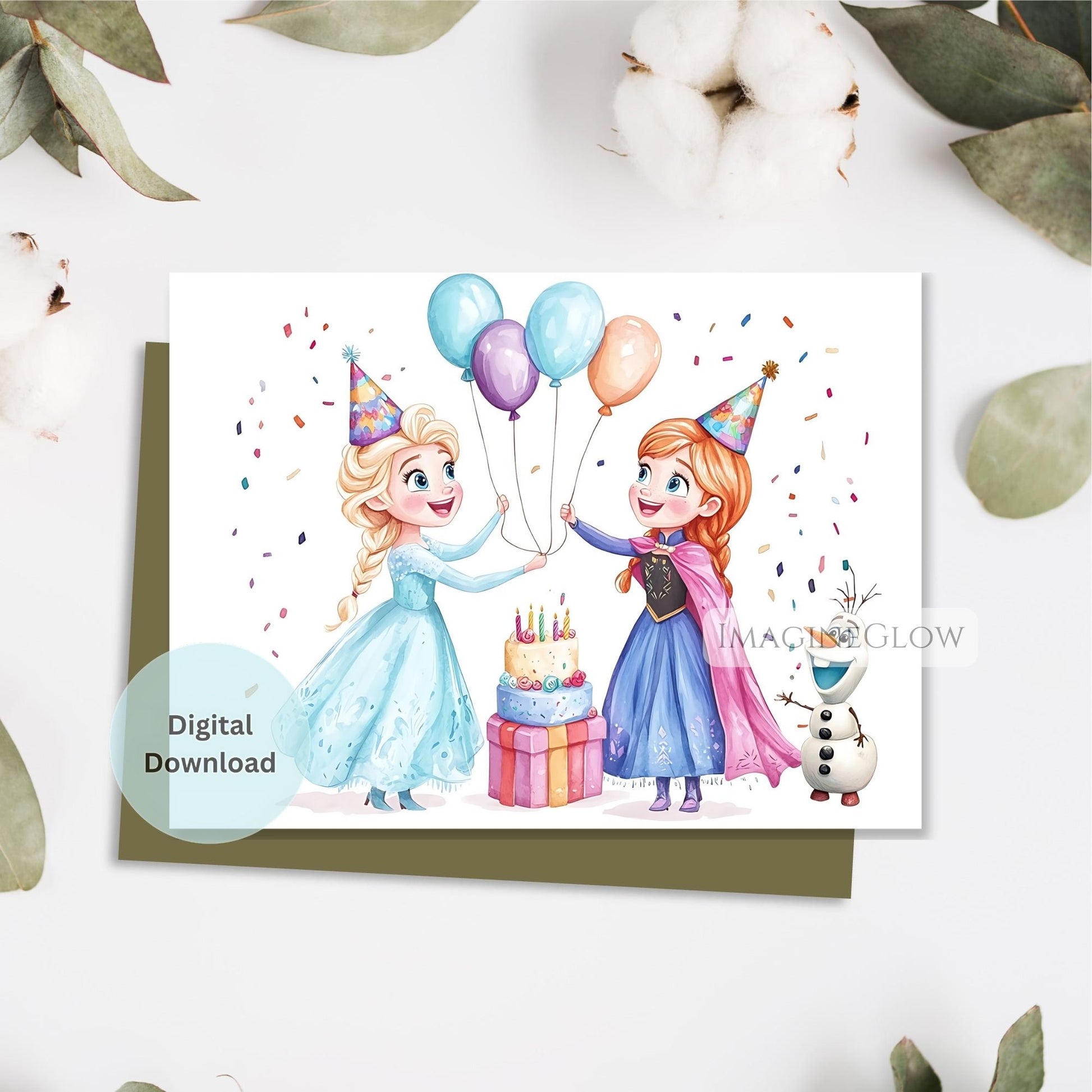 printable disney princess card
arendelle themed birthday greeting
digital frozen card for kids