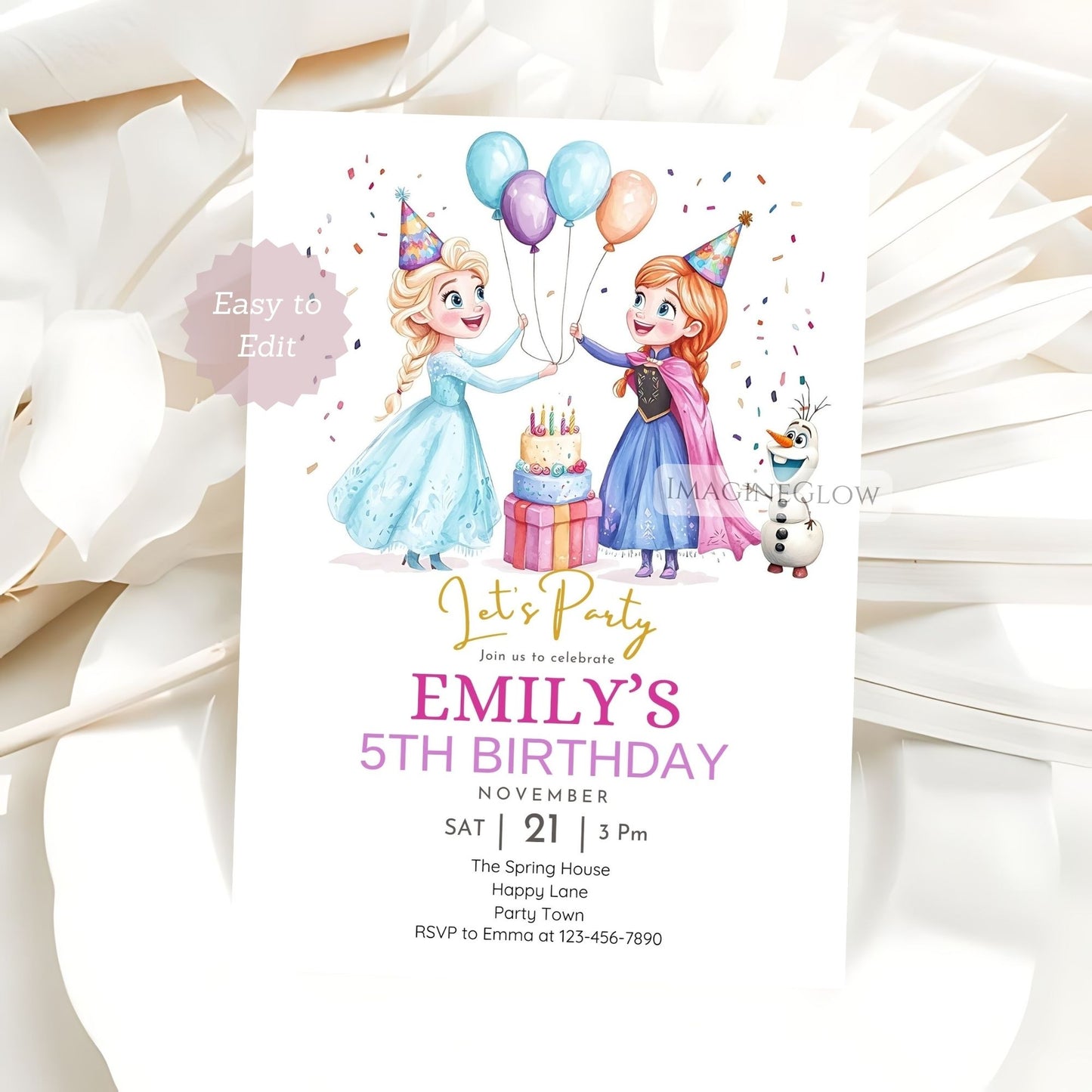 Elsa and Anna themed invite
Winter wonderland Frozen invite design