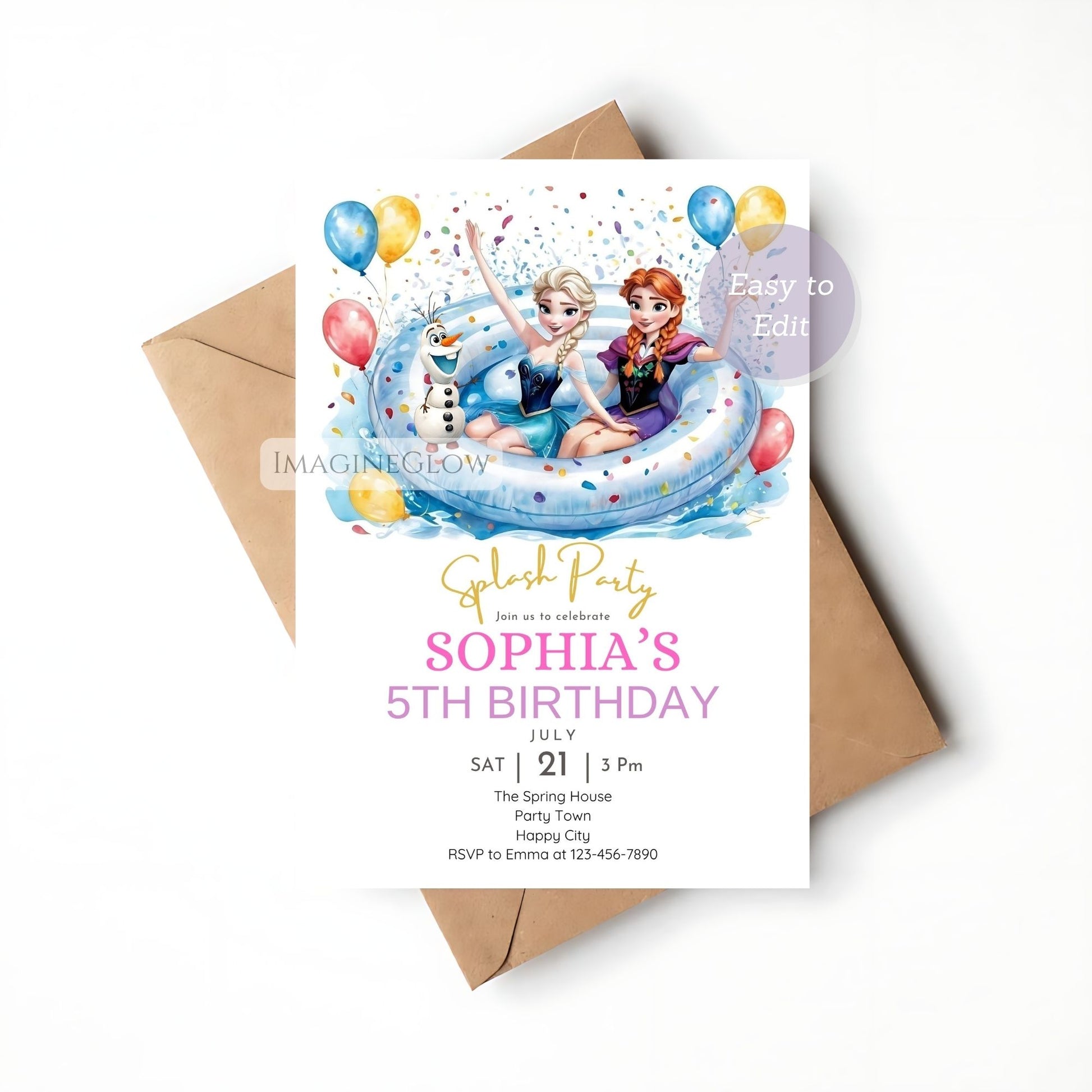 frozen themed water party invite