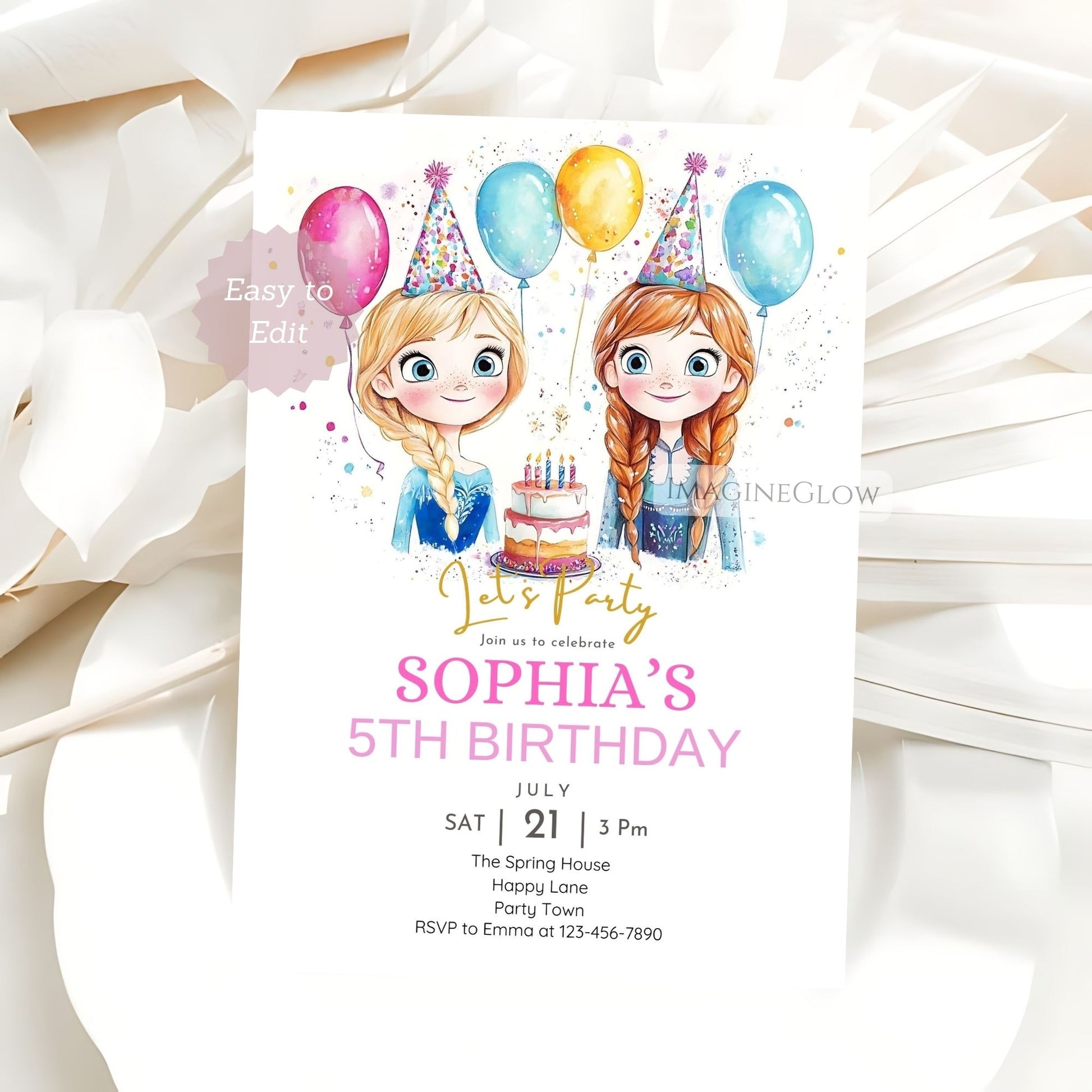 digital frozen birthday invitation