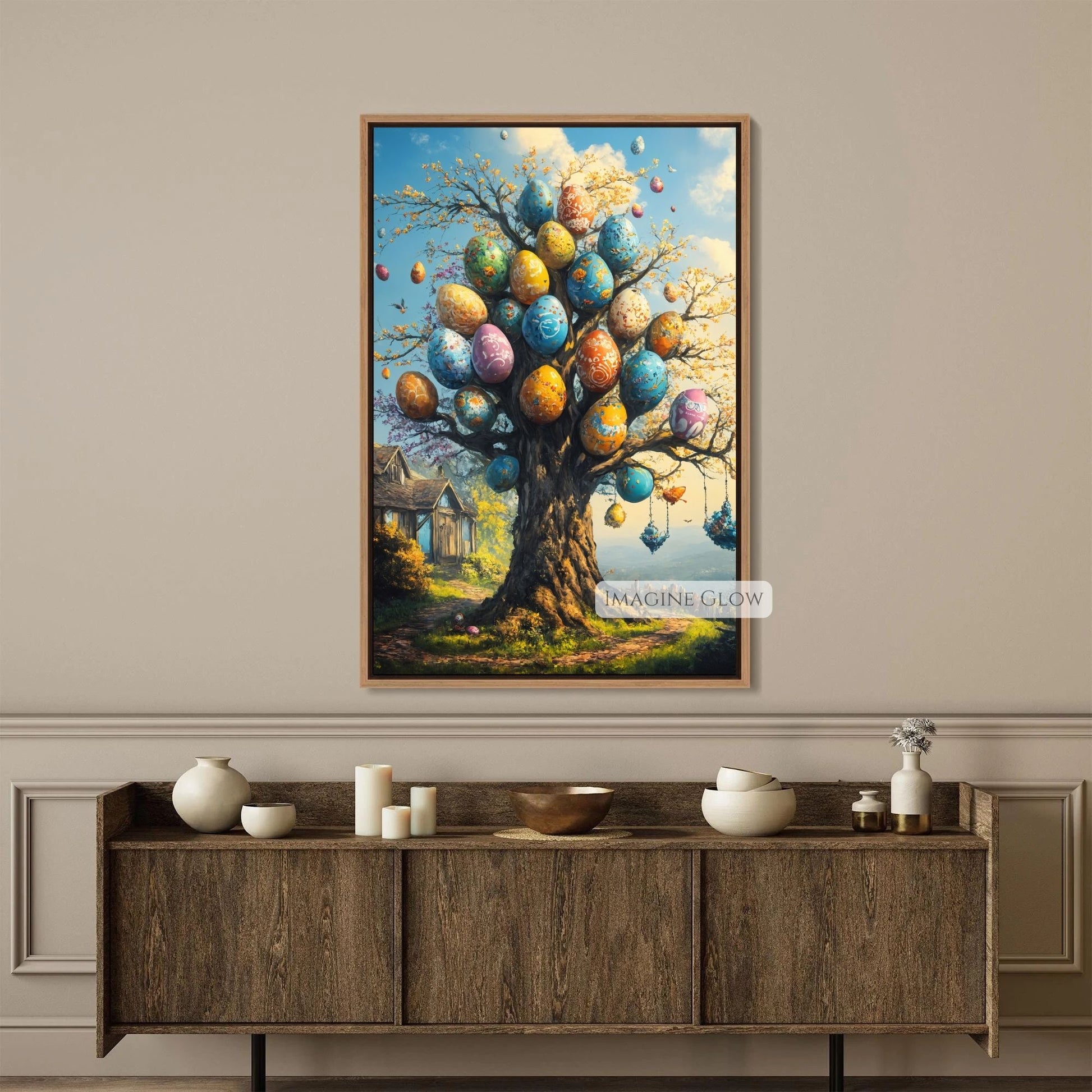 Fantasy-inspired Easter tree with mystical glowing eggs