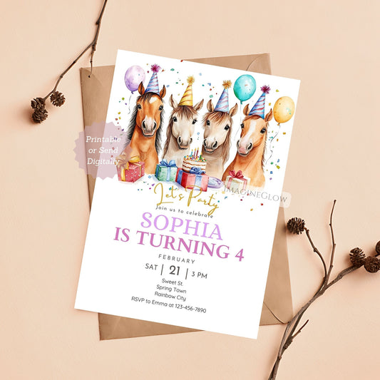 Horse Birthday Invitation - Equestrian Party Theme