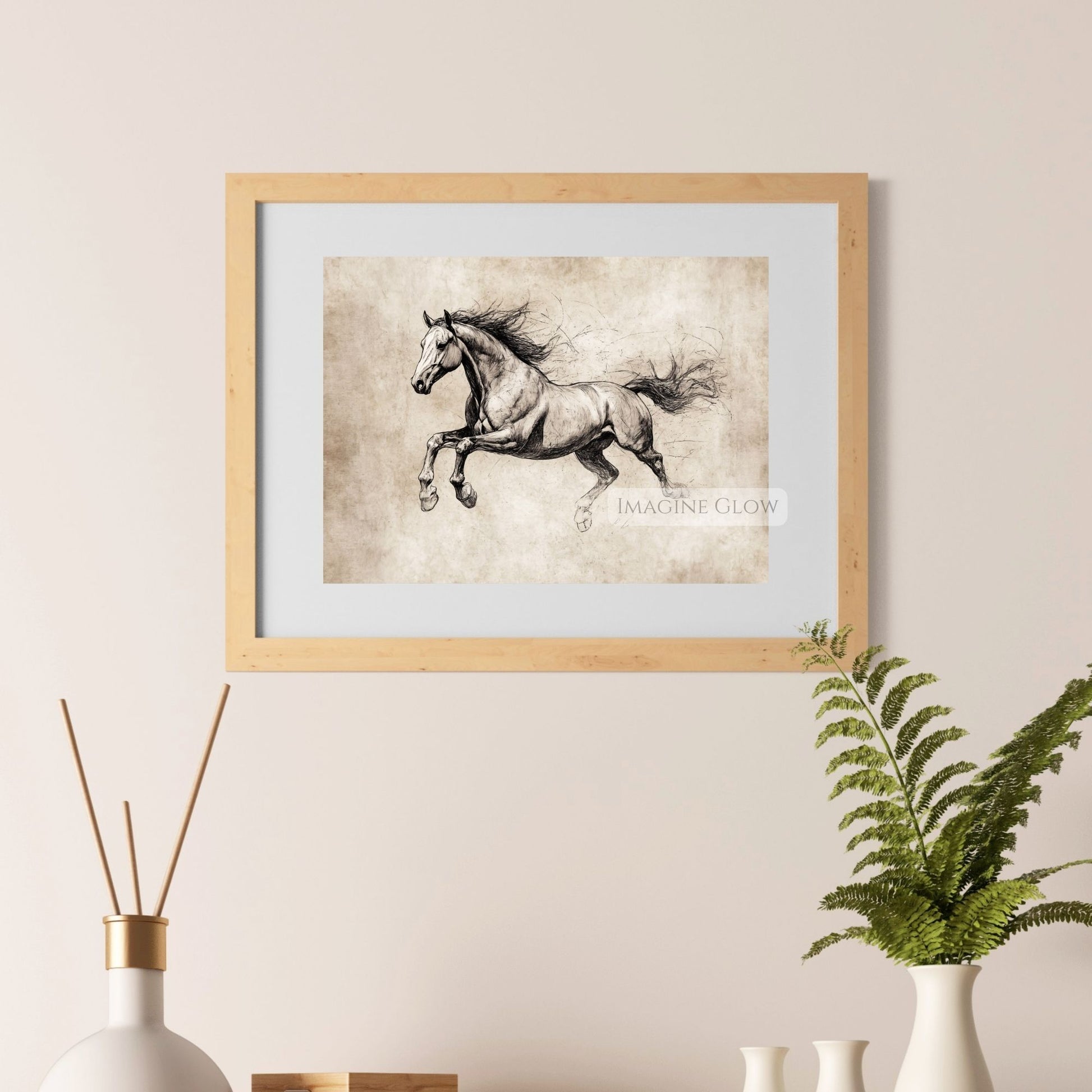 Printable vintage horse artwork for country homes.