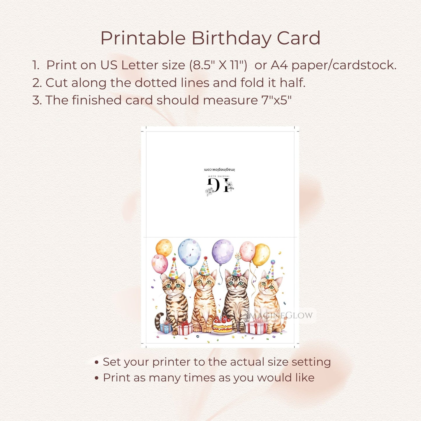 Stylish Bengal cat birthday card for feline fans
Printable Bengal cat card for birthday wishes