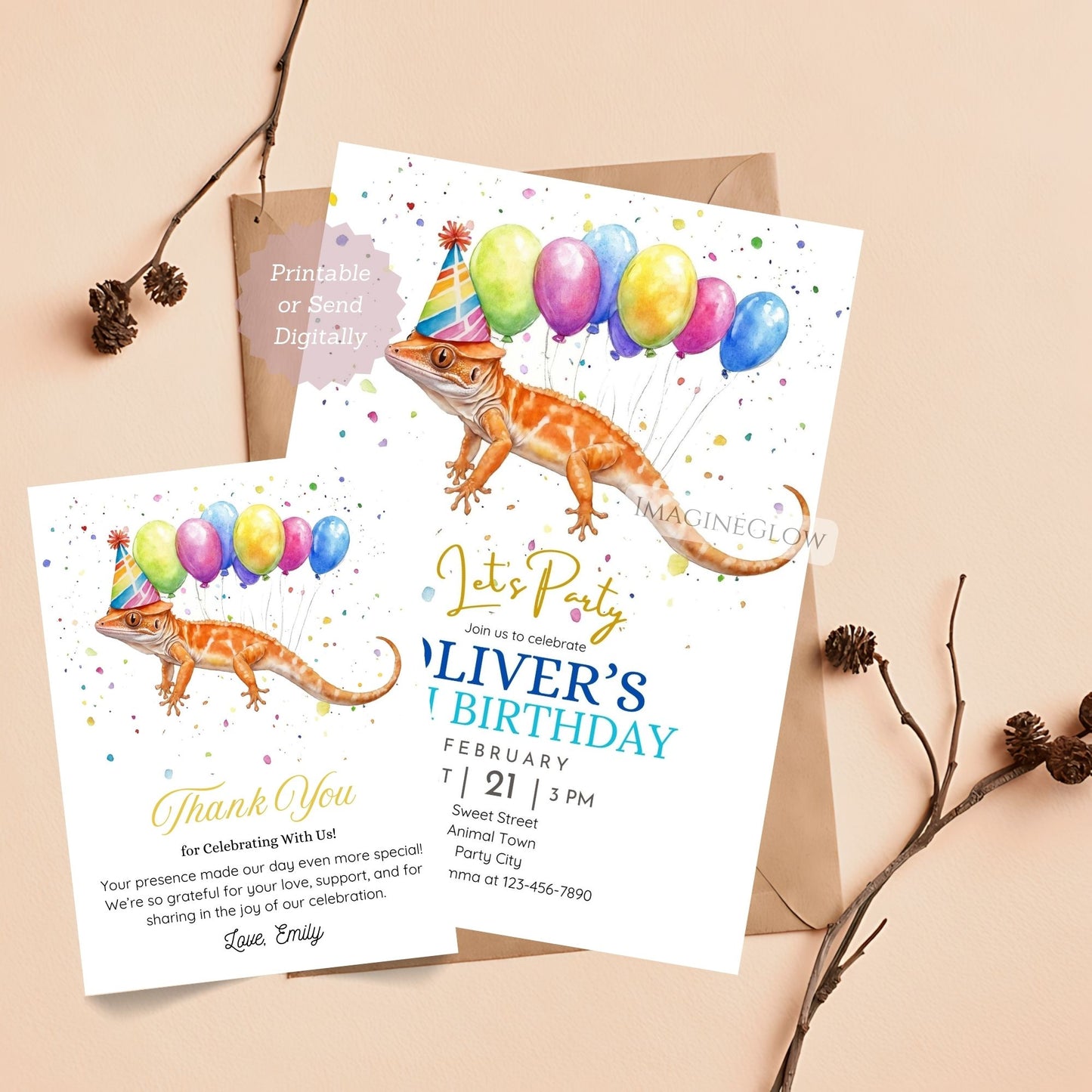 reptile theme party invitation digital