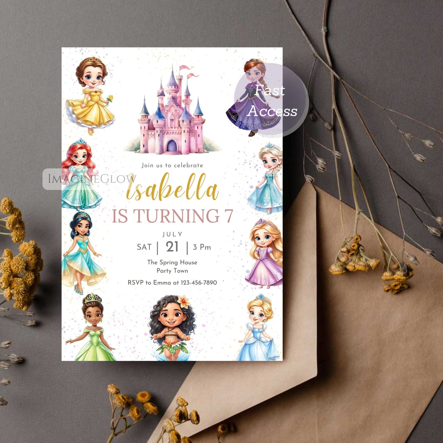 fairy tale castle invitation