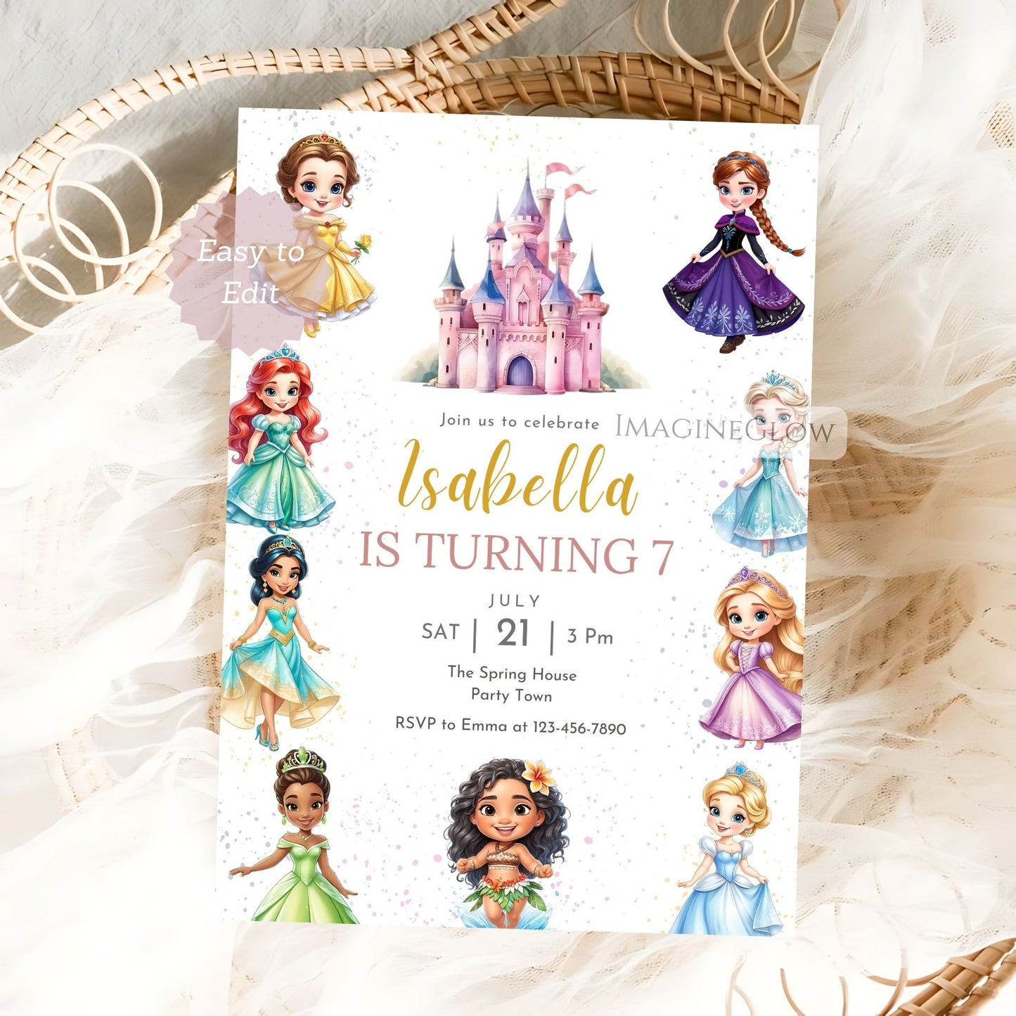 Princess Birthday Invitation - Fairy Tale Castle Party Template