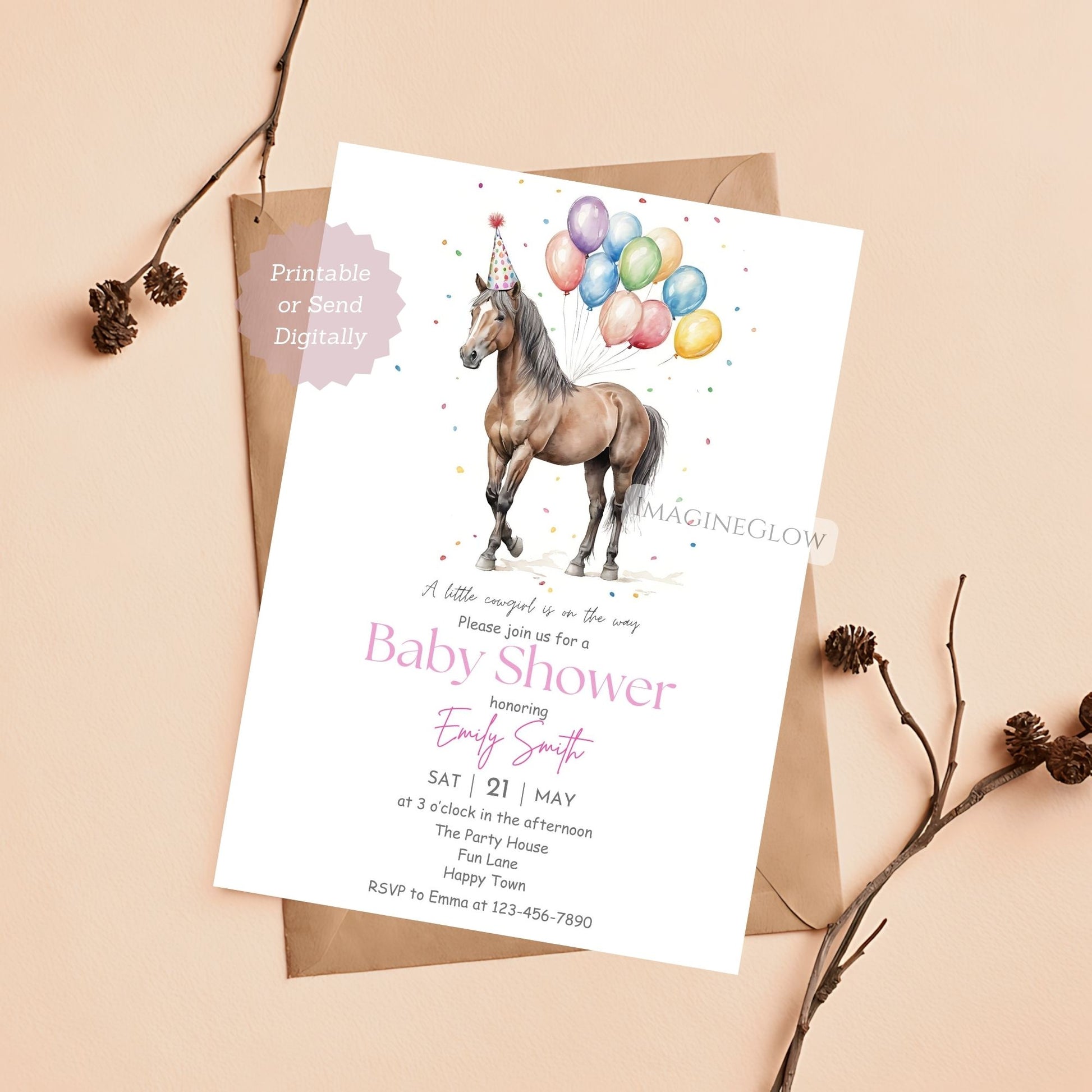 baby shower invite with horses