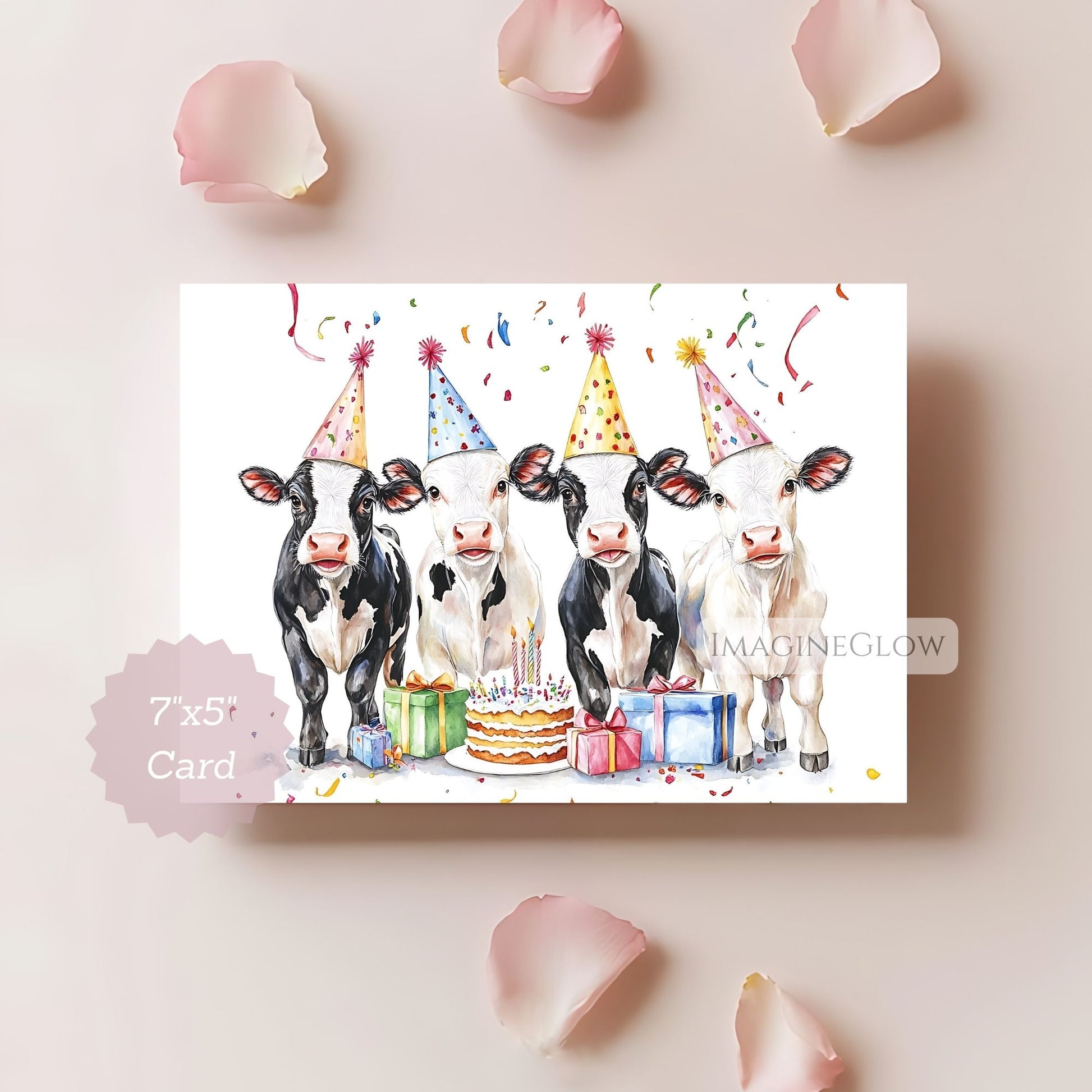 Cute cow greeting card
Birthday card for animal lovers
Farm-themed birthday card
Kids cow birthday card
