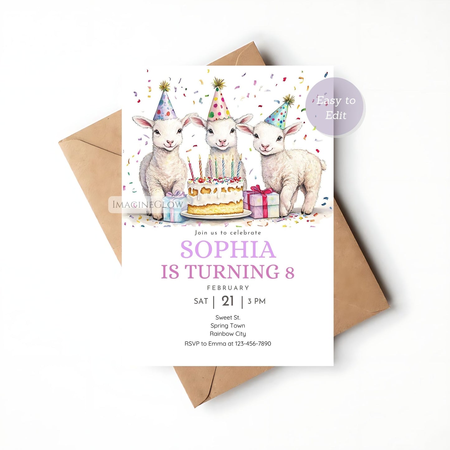Cute farm animal birthday invite for kids
