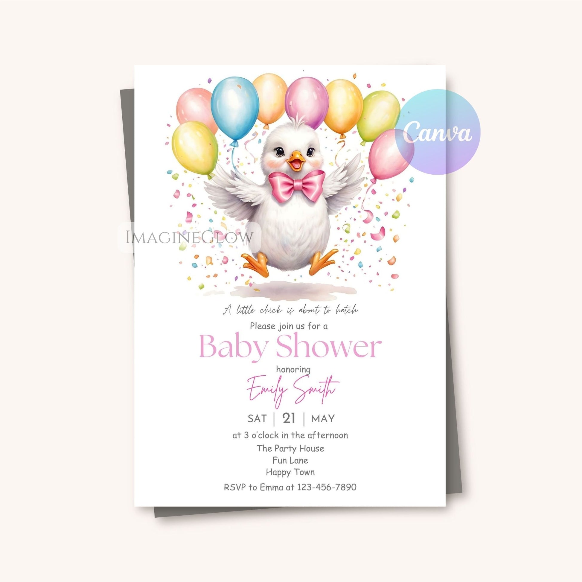 spring chick baby shower template