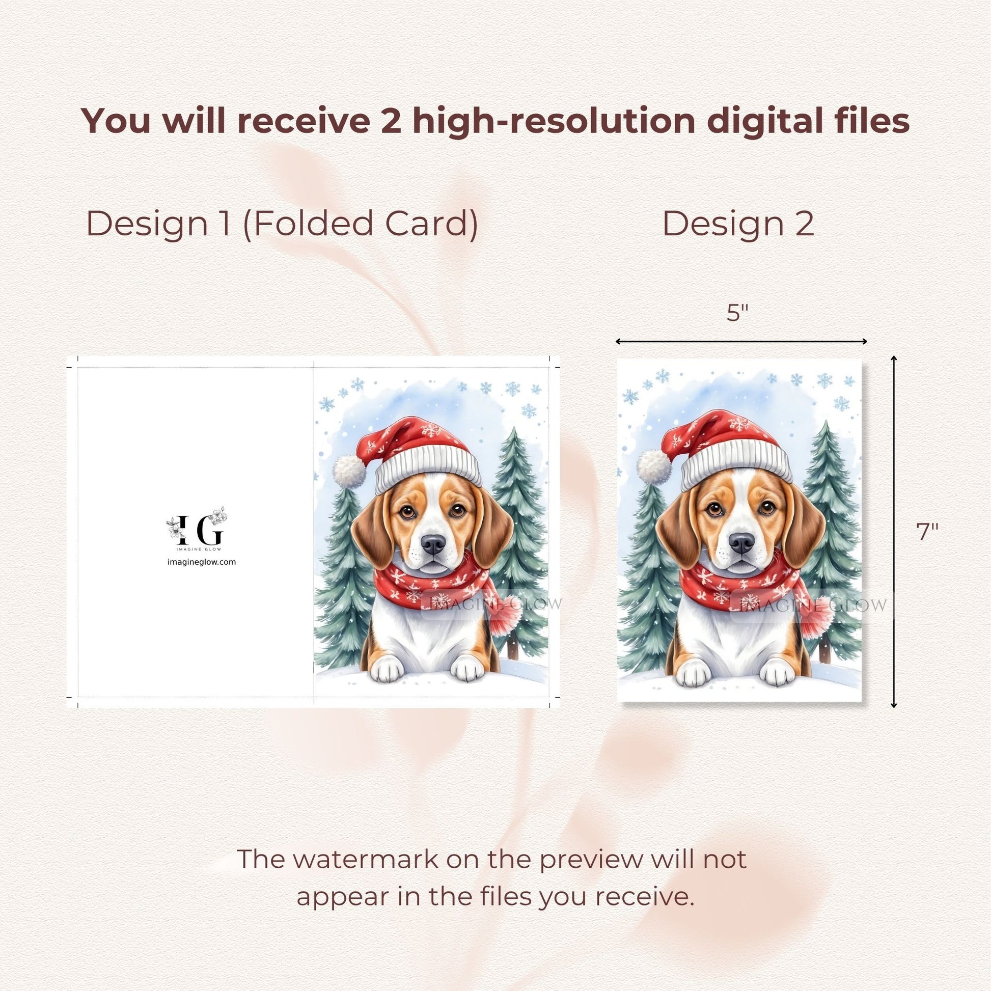 beagle christmas card winter theme