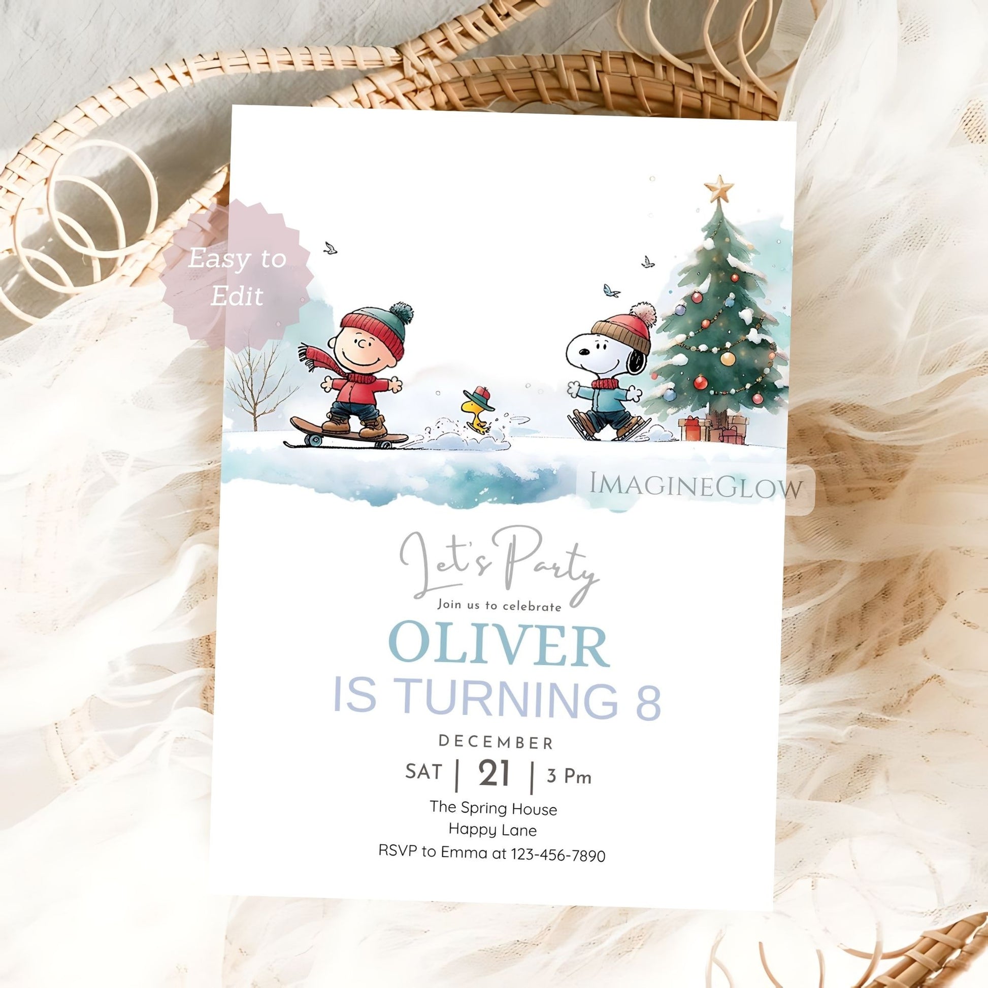 cute snoopy holiday dog party invite