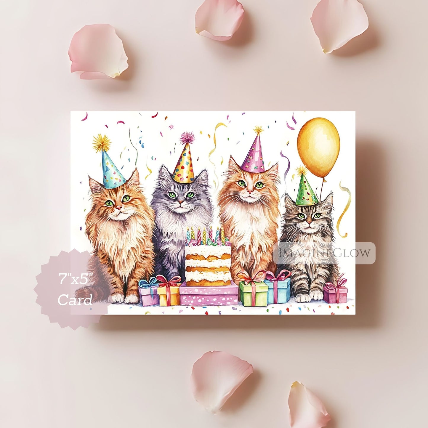 Fluffy Maine Coon birthday greeting card printable