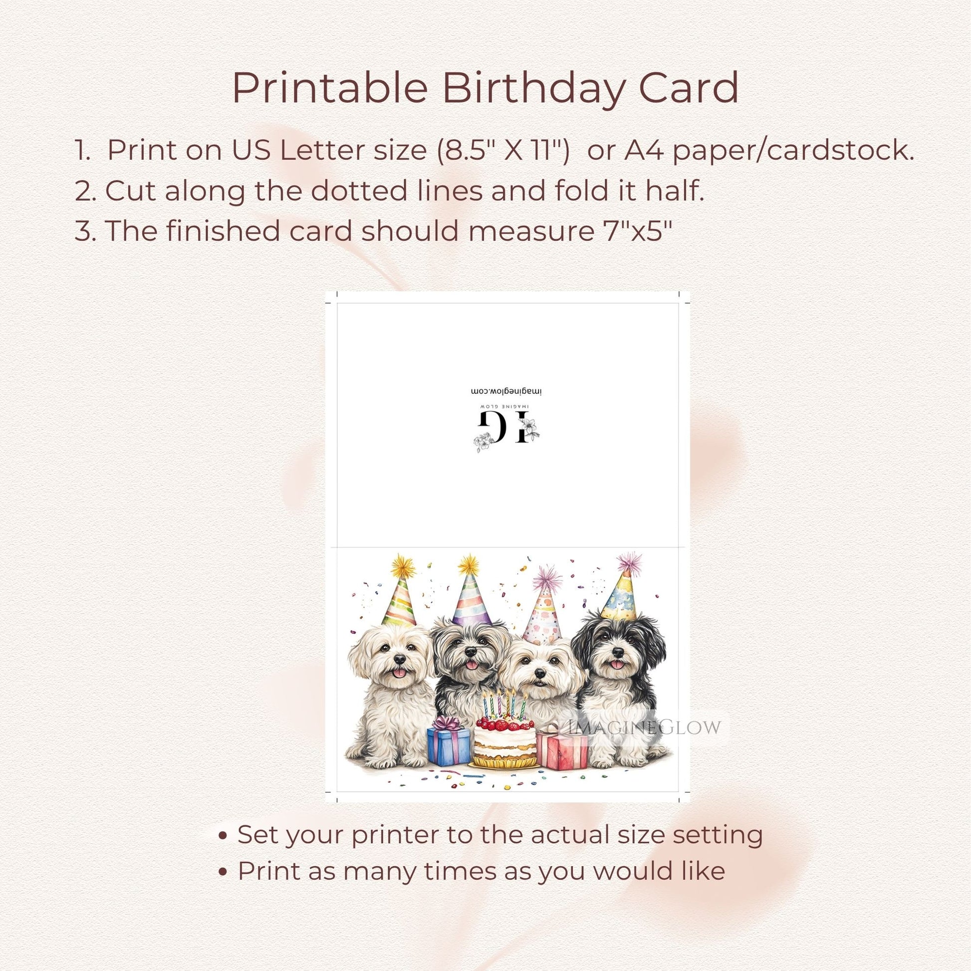 5x7 dog greeting card printable
fluffy dog birthday card
dog lover birthday card havanese
digital birthday card with havanese dog