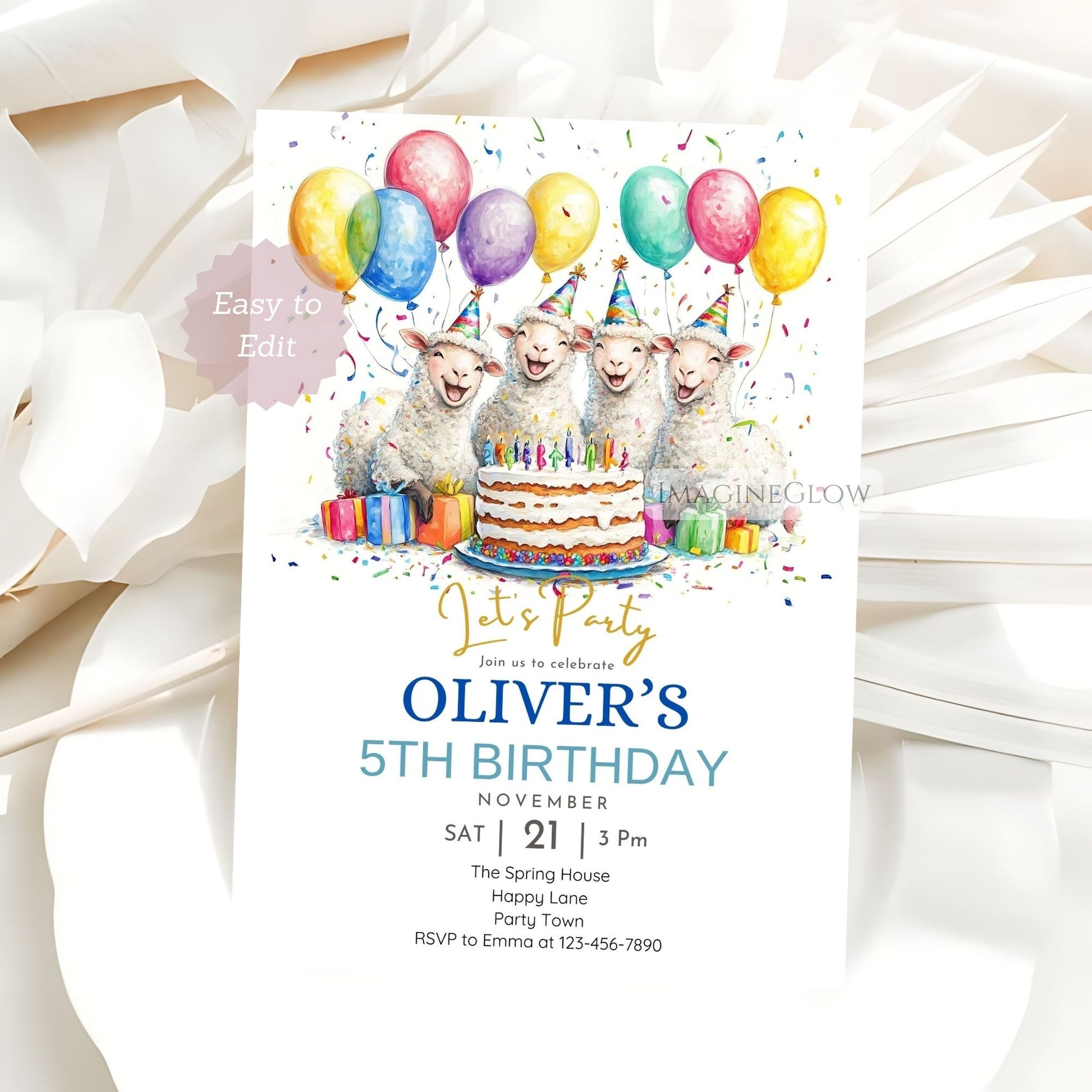 Sweet farm animal birthday invitation