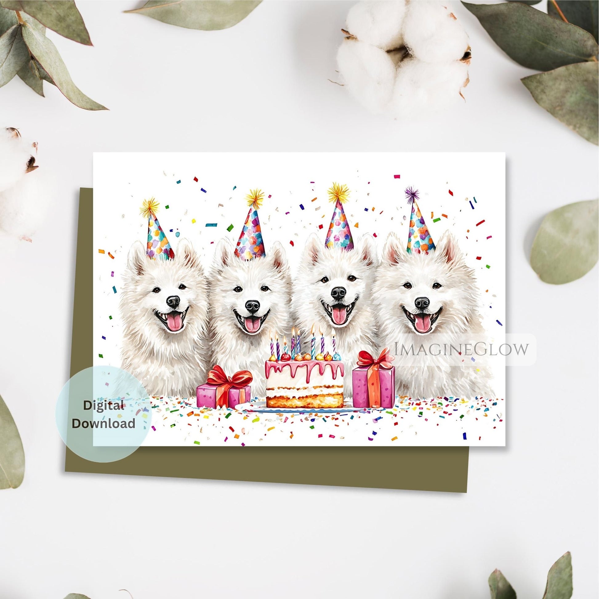 printable dog lover birthday card
samoyed dog birthday card