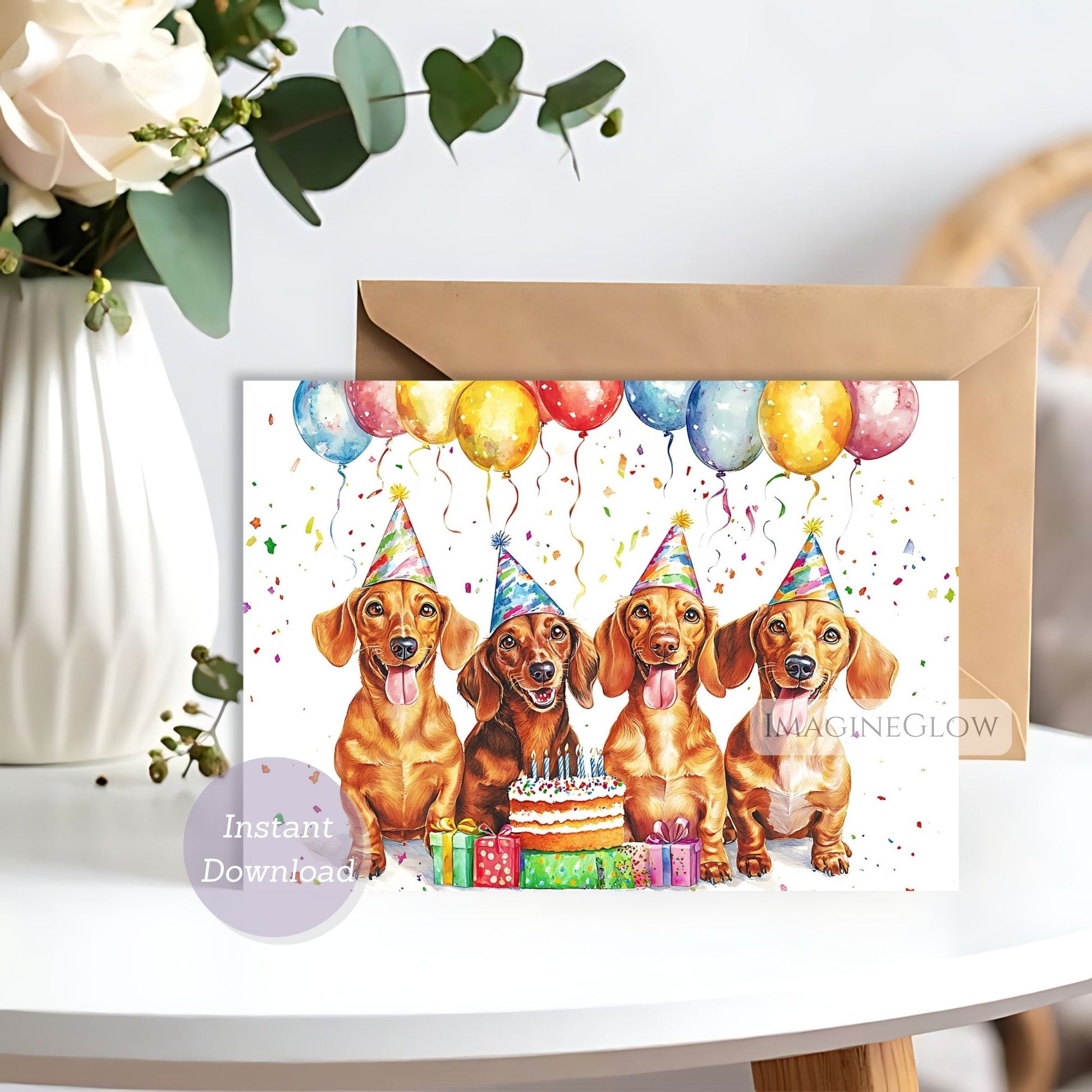 funny dachshund birthday printable
weiner dog birthday card