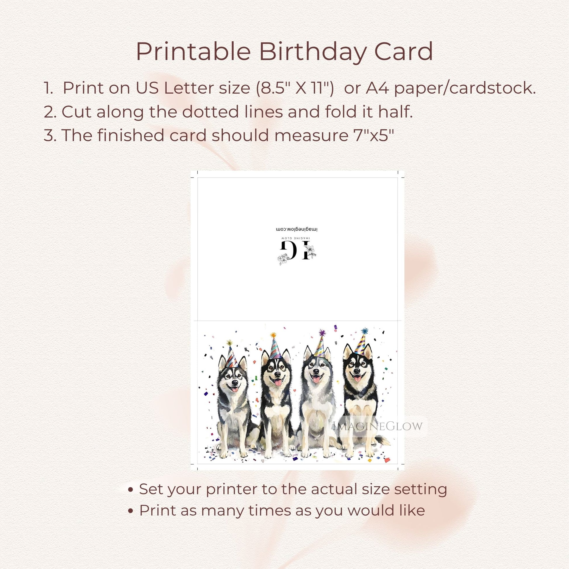 folded Husky greeting card
funny Husky dog card