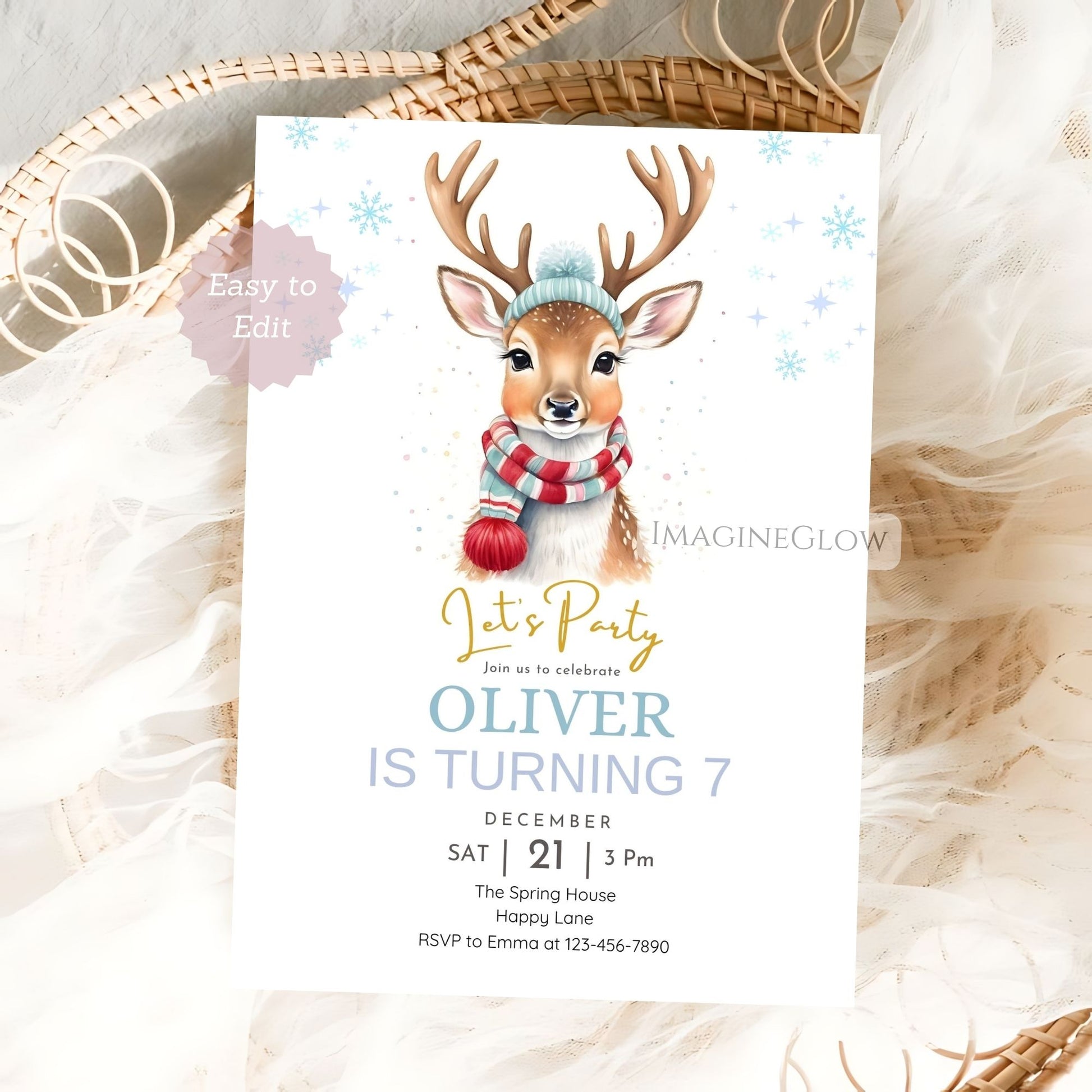 cute forest animal birthday invitation template